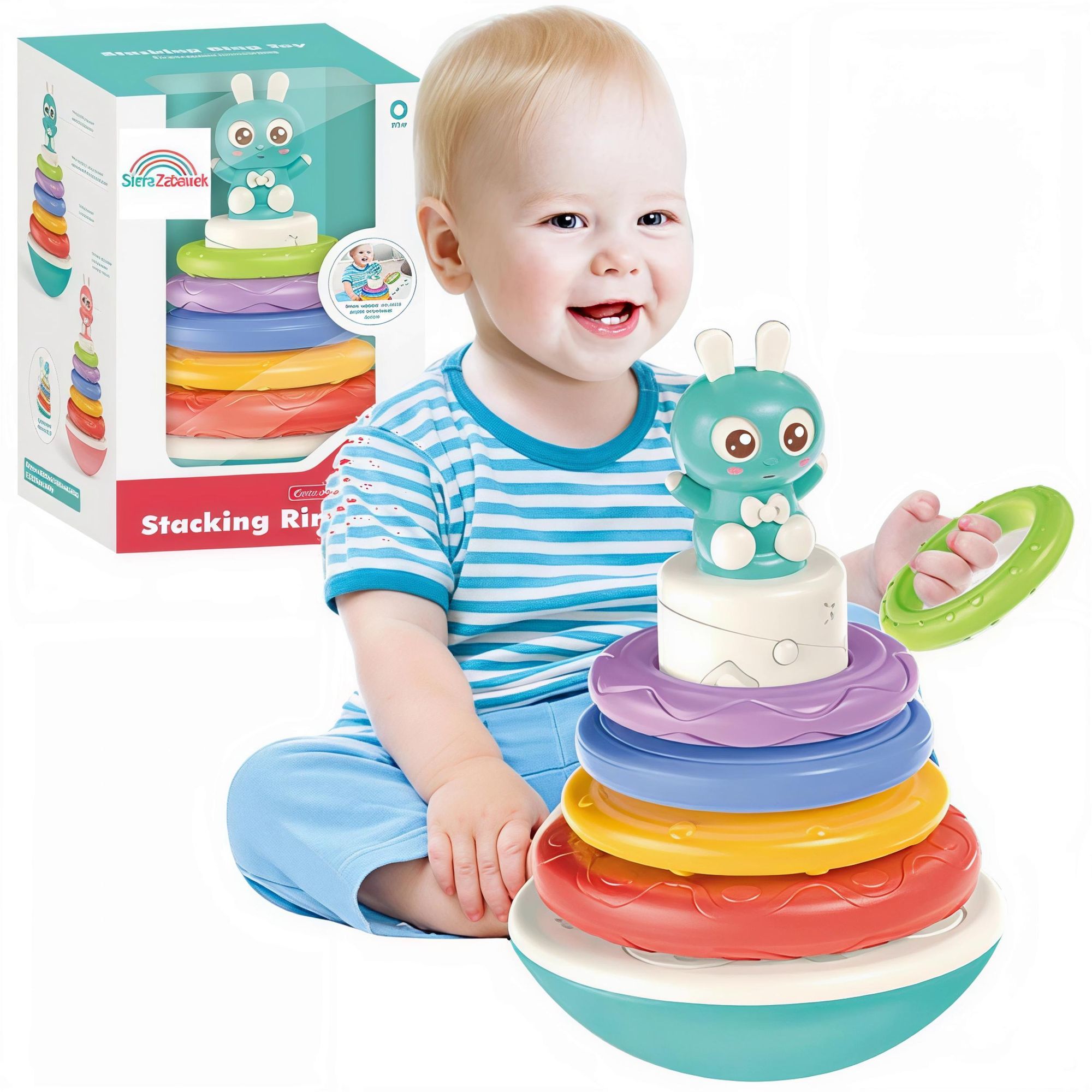Lernpyramide Baby Spielzeug Stapelturm Sortierwürfel Rassel Interaktiv