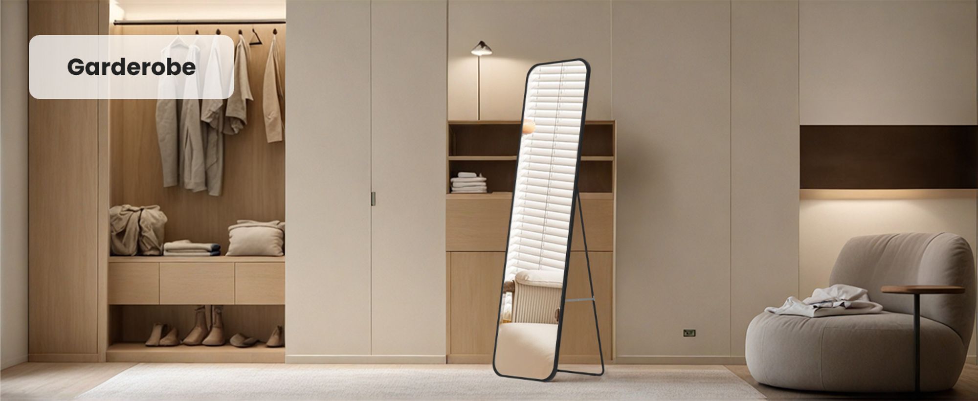 Heilmetz Standspiegel 160x40cm Wandspiegel mit Chorm Metallrahmen Ganzkörperspiegel Aluminiumrahmen Schwarz Matt