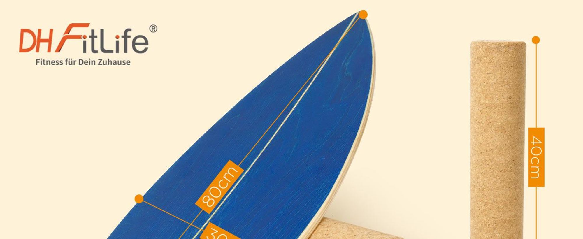 DH FitLife Surfing Balance Board aus Echtholz | Indoor Surfboard mit Rocker Shape | Wackelbrett für Kinder und Erwachsene | Spaß & Training Zuhause