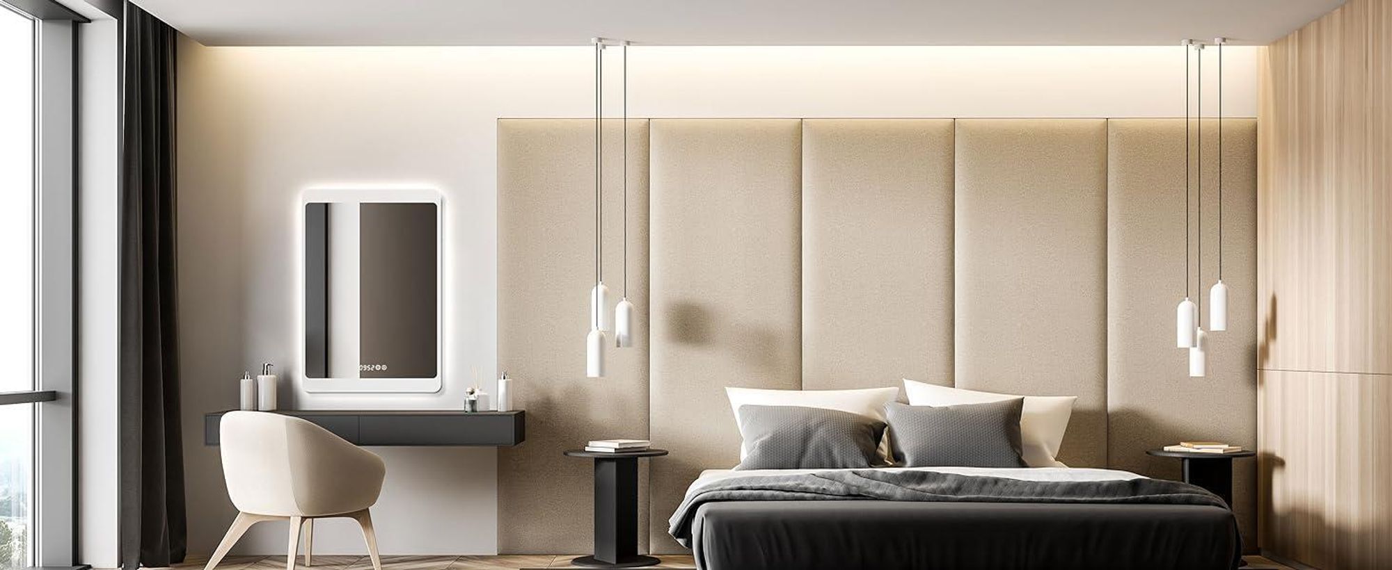 HOKO miroir mural LED 50x70 cm - Miroir de salle de bain moderne avec éclairage & horloge digitale