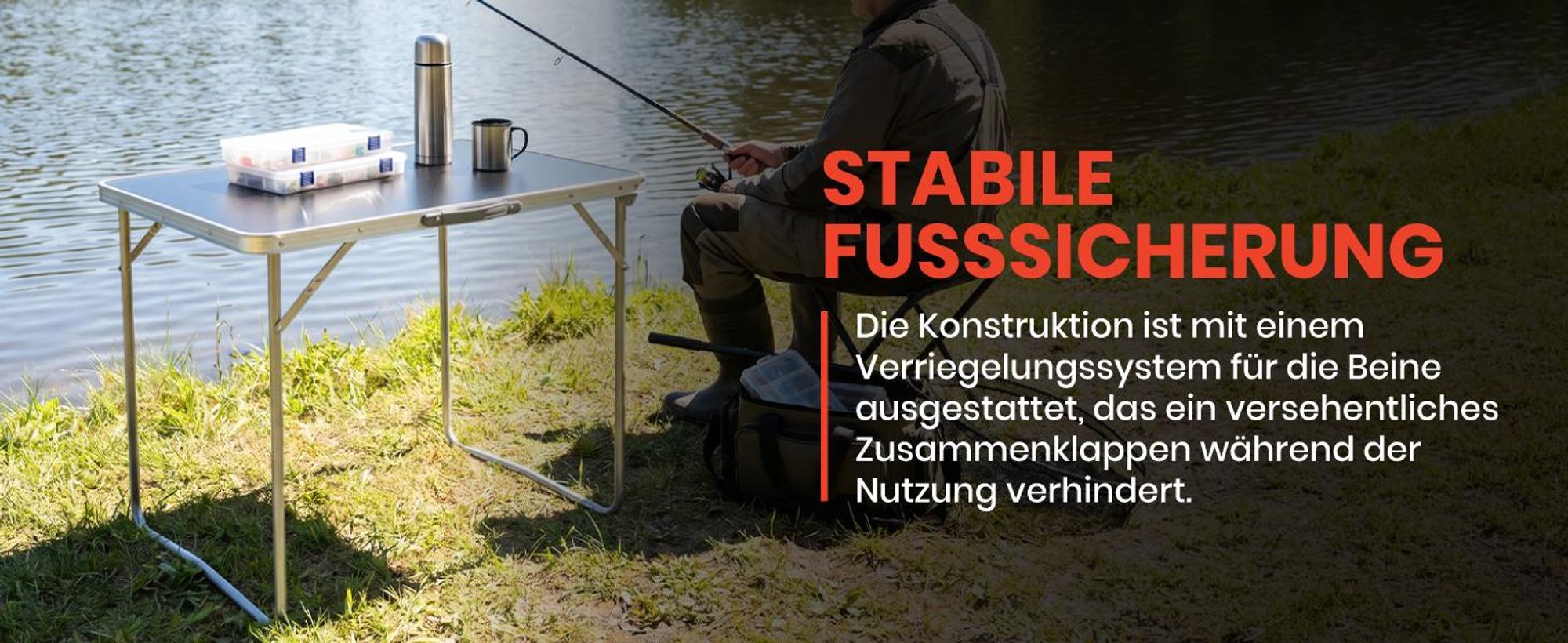 Campingtisch Klapptisch 80*60cm Epifit Tragbarer Gartentisch mit Koffer Schwarz