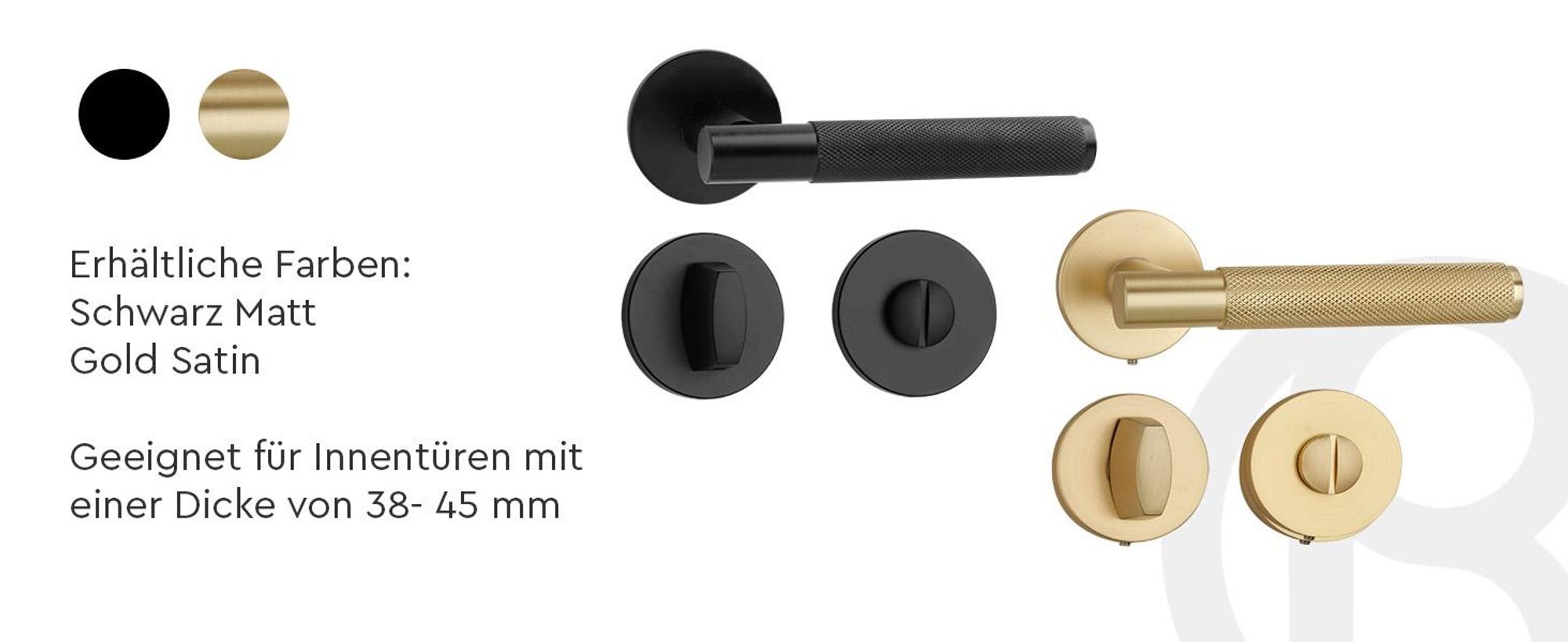 QRS - SORIA Türgriff für Zimmertüren, Türklinken Griff Set, mit Rosette BB, Schwarz - Türbeschlag, Türdrückergarnitur für Innentür