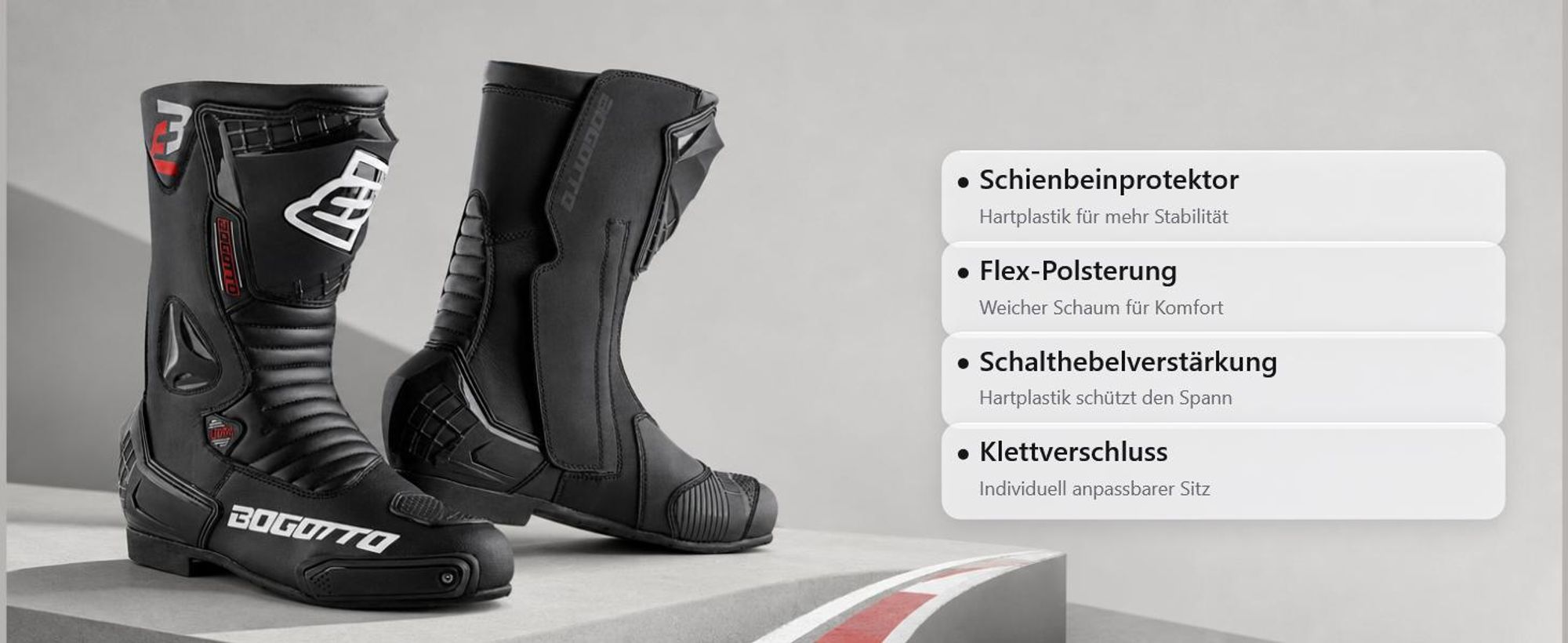 Bogotto Losail Motorradstiefel, schwarz, 43
