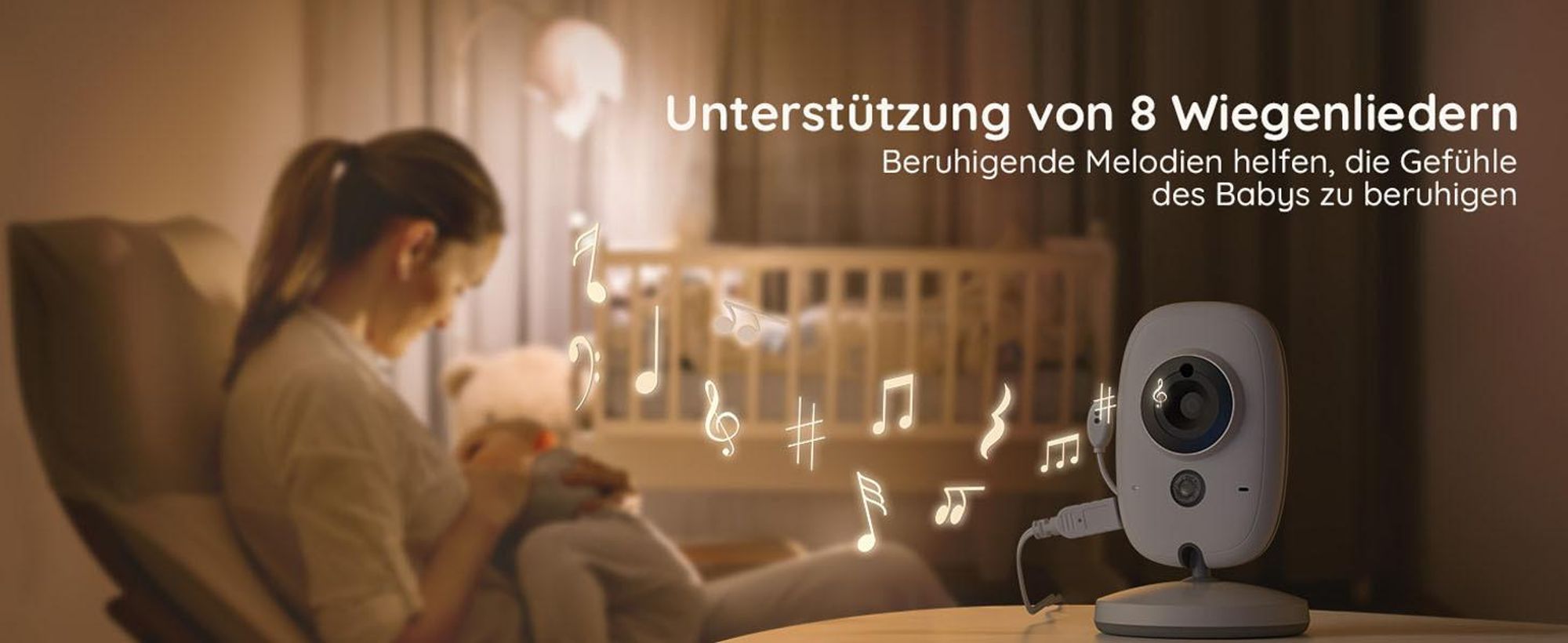 Babyphone mit Kamera VOX Nachtsicht Babyfon Temperaturüberwachung Gegensprechfunktion Video Überwachung mit 4 Zoll Digital IPS Bildschirm Wireless