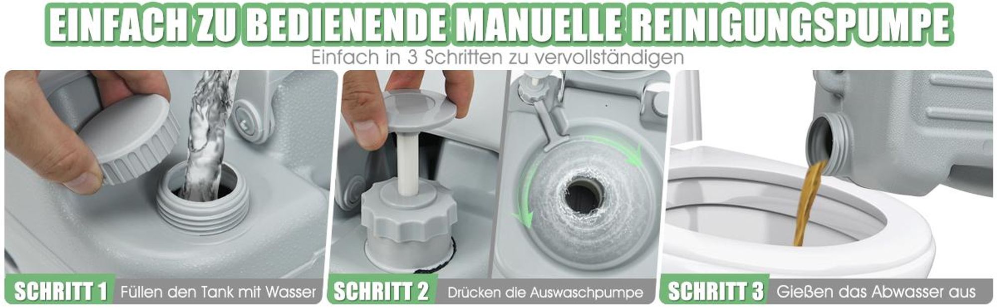 COSTWAY 20L+12L Campingtoilette mit abnehmbarem Abwassertank  Grau