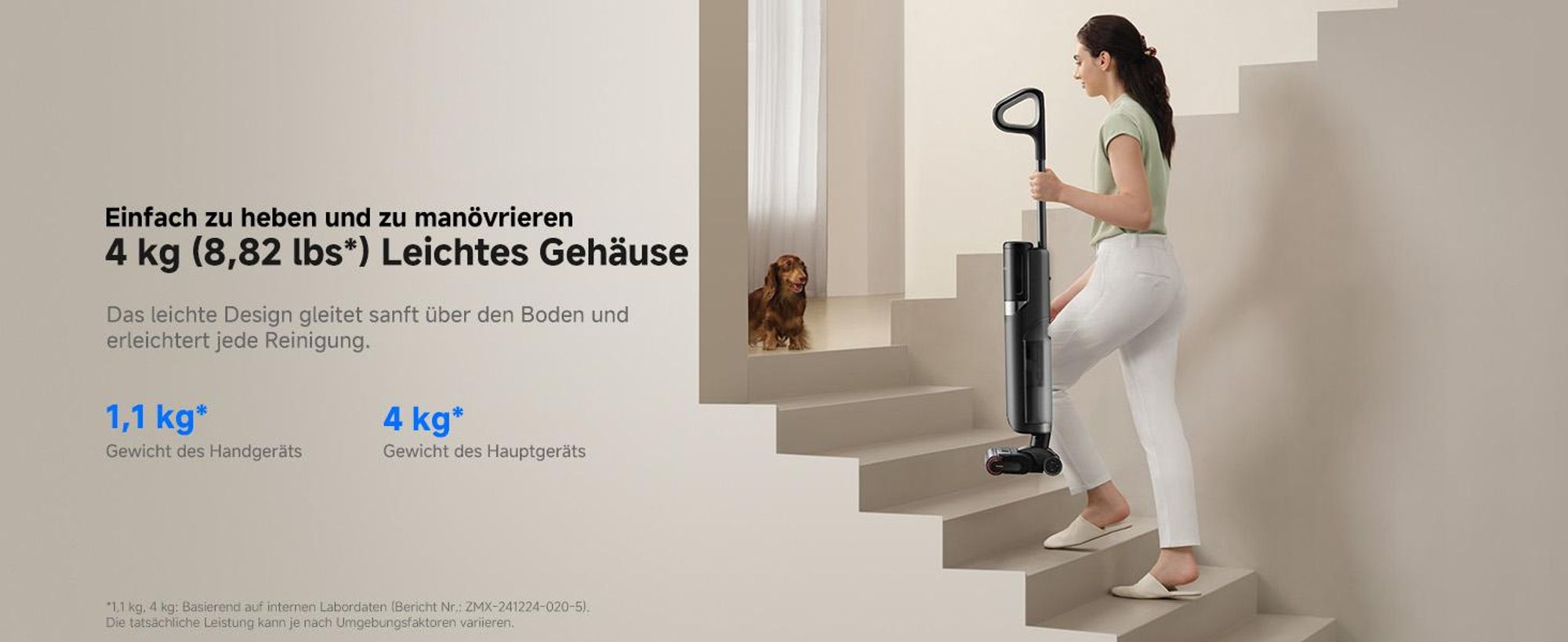 MOVA M10 Air Akku-Stielstaubsauger mit Nass- & Trockensaugen, 20.000 Pa, 30 Min, 600-ml-Tank, 74 dB, Auto-Reinigung, Anti-Geruch, Schwarz