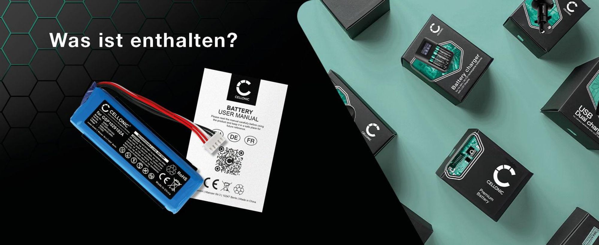 CELLONIC 1x Akku für Lautsprecher Kompatibel mit JBL Charge 3 Stealth Edition, Charge 3 (2016), GSP1029102A - (6000mAh, 3.7V)