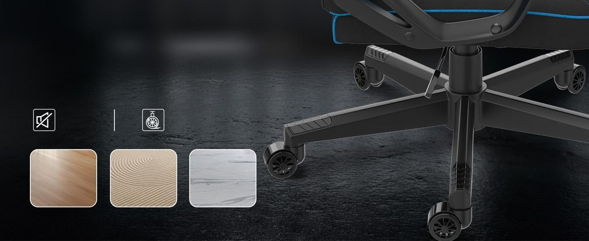 SENSE7 Knight Herní židle z látky Černá-modrá - Ergonomická kancelářská židle Kancelářská židle PC Počítačová židle Herní židle 120 kg