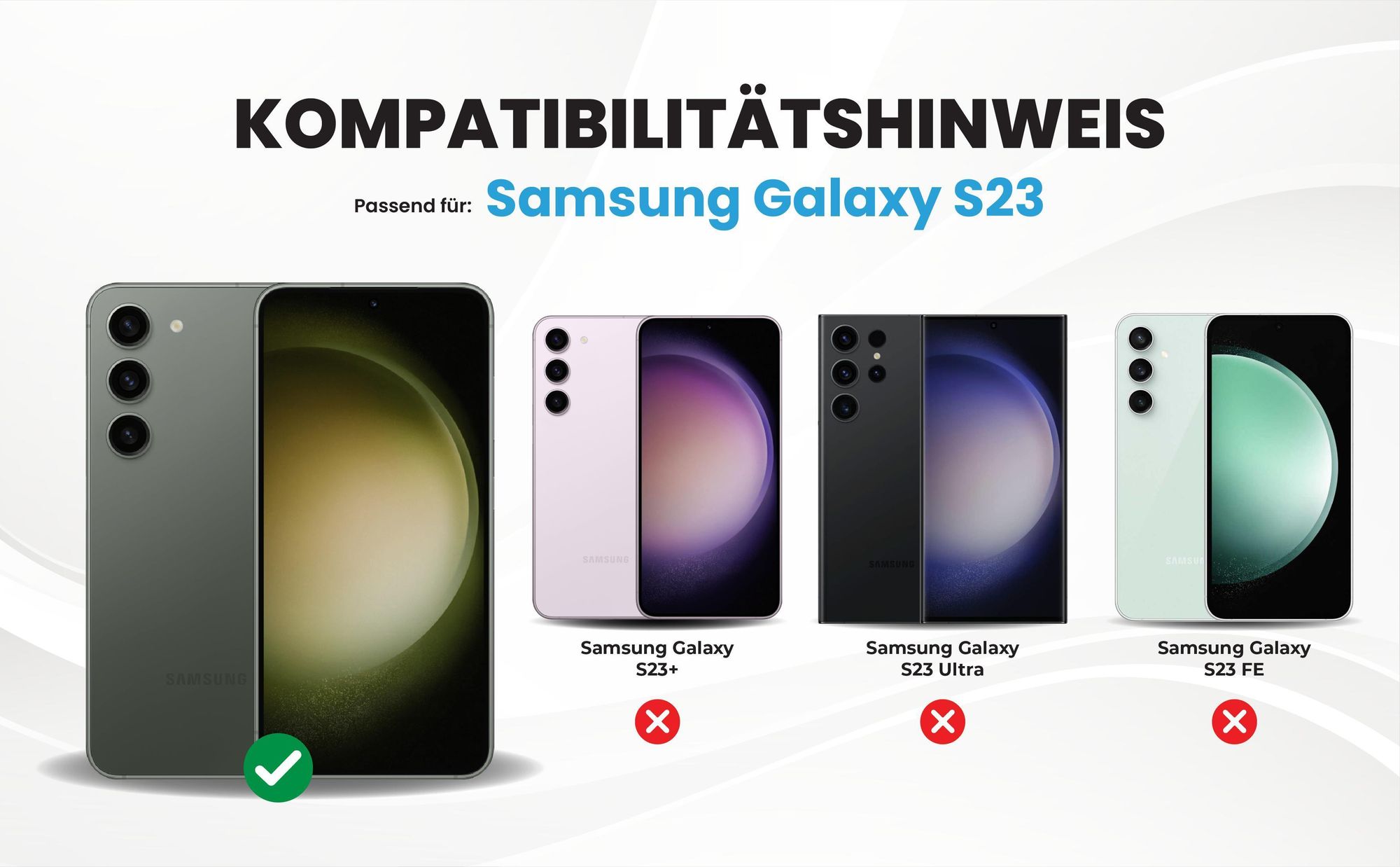 Kompatibilitätshinweise Hülle für Samsung Galaxy S23