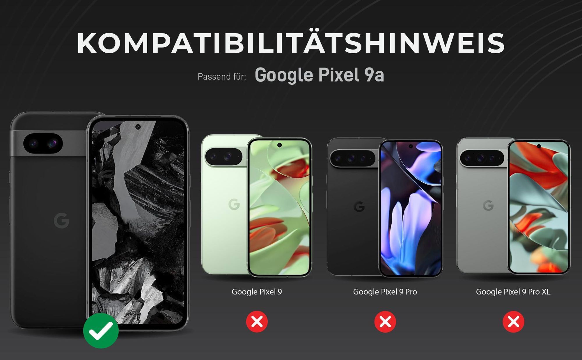 Kompatibilitätshinweise Kameraglas für Google Pixel 9a