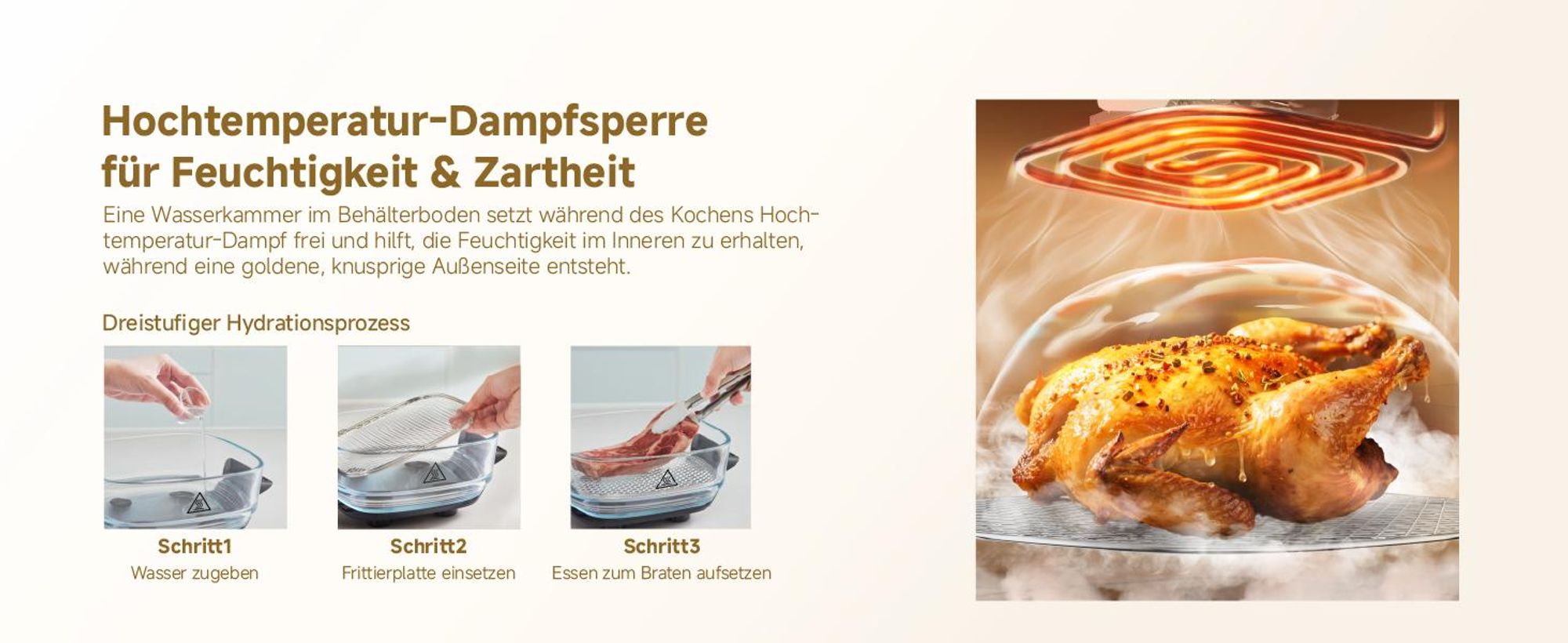 Dreame Tasti AirFryer 5-in-1 Heißluftfritteuse,6mm starkes,tragbares Borosilikatglas,3D-Heißluftzirkulation,spülmaschinenfest,360°Sicht,2.5l+4.5l,Grün