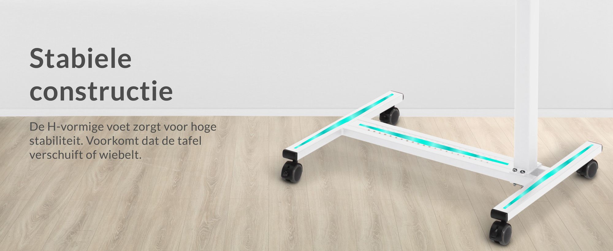 ELONEO mobiele bedtafel op wielen, verstelbare hoogte/breedte, kantelbaar/opklapbaar tafelblad, nachtkastje voor ziekenbed, verpleegbed, laptoptafel (wit)