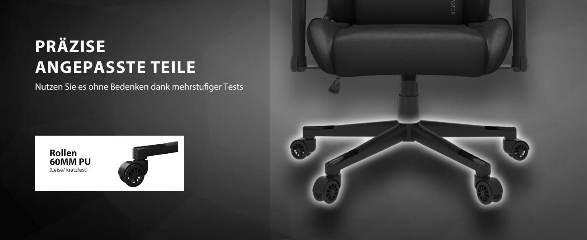 SENSE7 Spellcaster Gaming Stuhl Schwarz - Ergonomischer Bürostuhl PC Schreibtischstuhl Zockerstuhl 150 kg 2D-Armlehnen 160° Chefsessel