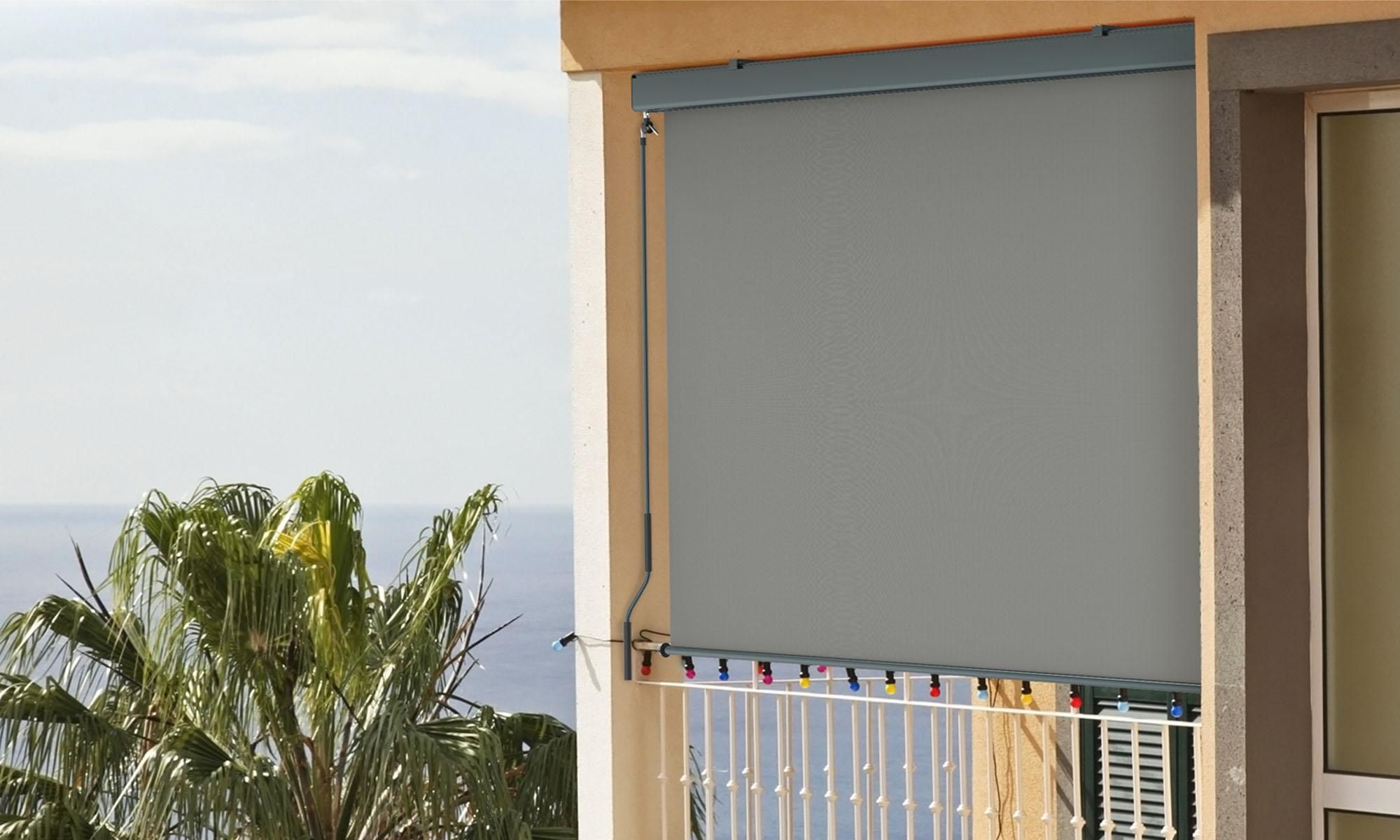 Senkrechtmarkise Balkon 160x250cm Markise mit Kassette Sichtschutz Outdoor Anthrazit Beige paramondo Senkrechtmarkise 2000