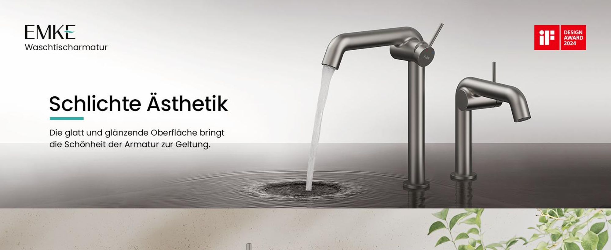 EMKE Einhebel-Waschtischarmatur, Badarmaturen 332x220x76mm , Wassersparend, Korrosionsschutz, Bleifreies Messing, Matt Anthrazit