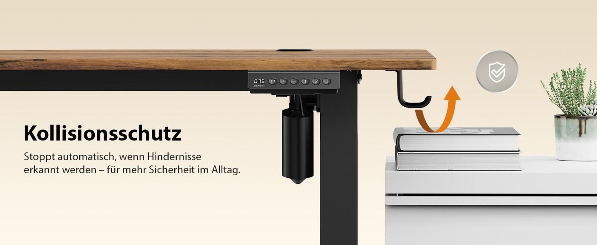 SENSE7 NOJO Light Corner Eckschreibtisch Elektrisch Höhenverstellbar 160x140 L-Form Stehschreibtisch Doppelmotor Holzoptik Dunkelbraun Schwarz