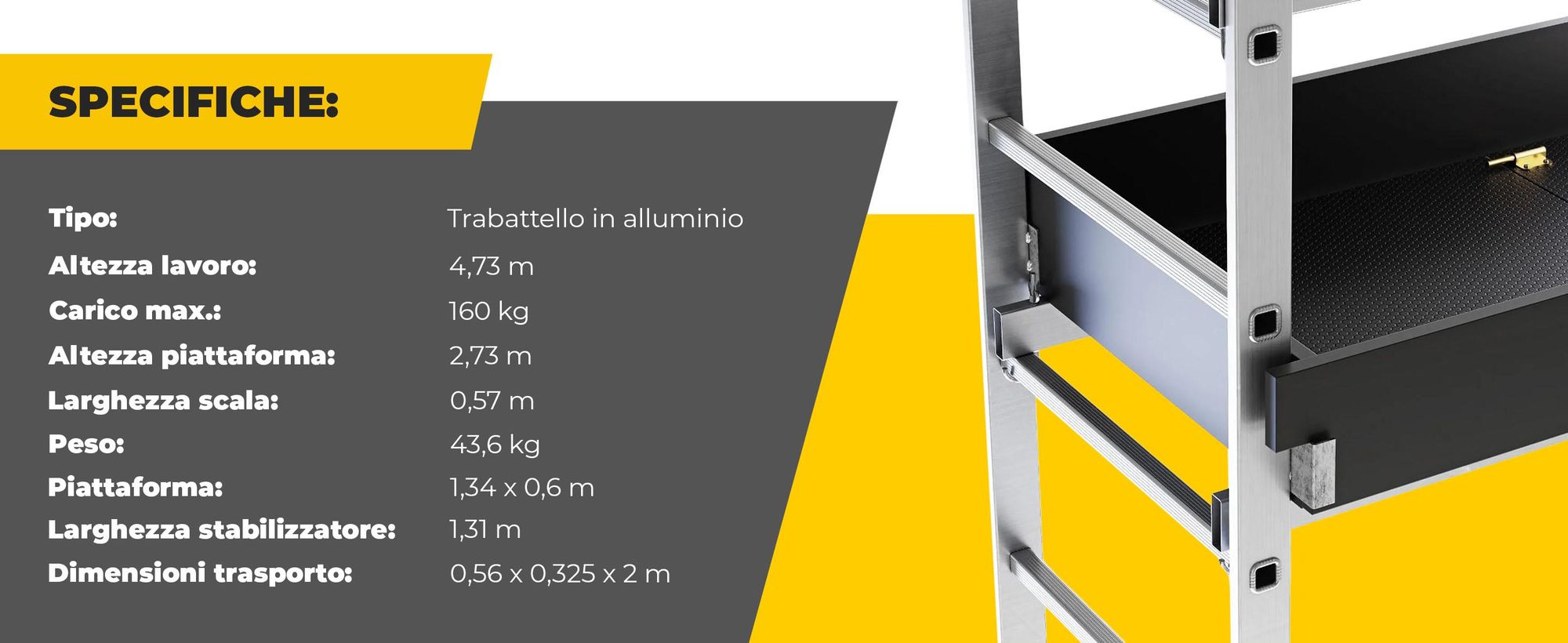 Drabest | ponteggi in alluminio, ponteggi, ponteggi a scala, ponteggi a scala da 160 kg, ponteggi in alluminio, piattaforme di lavoro, ponteggi in alluminio con piattaforma