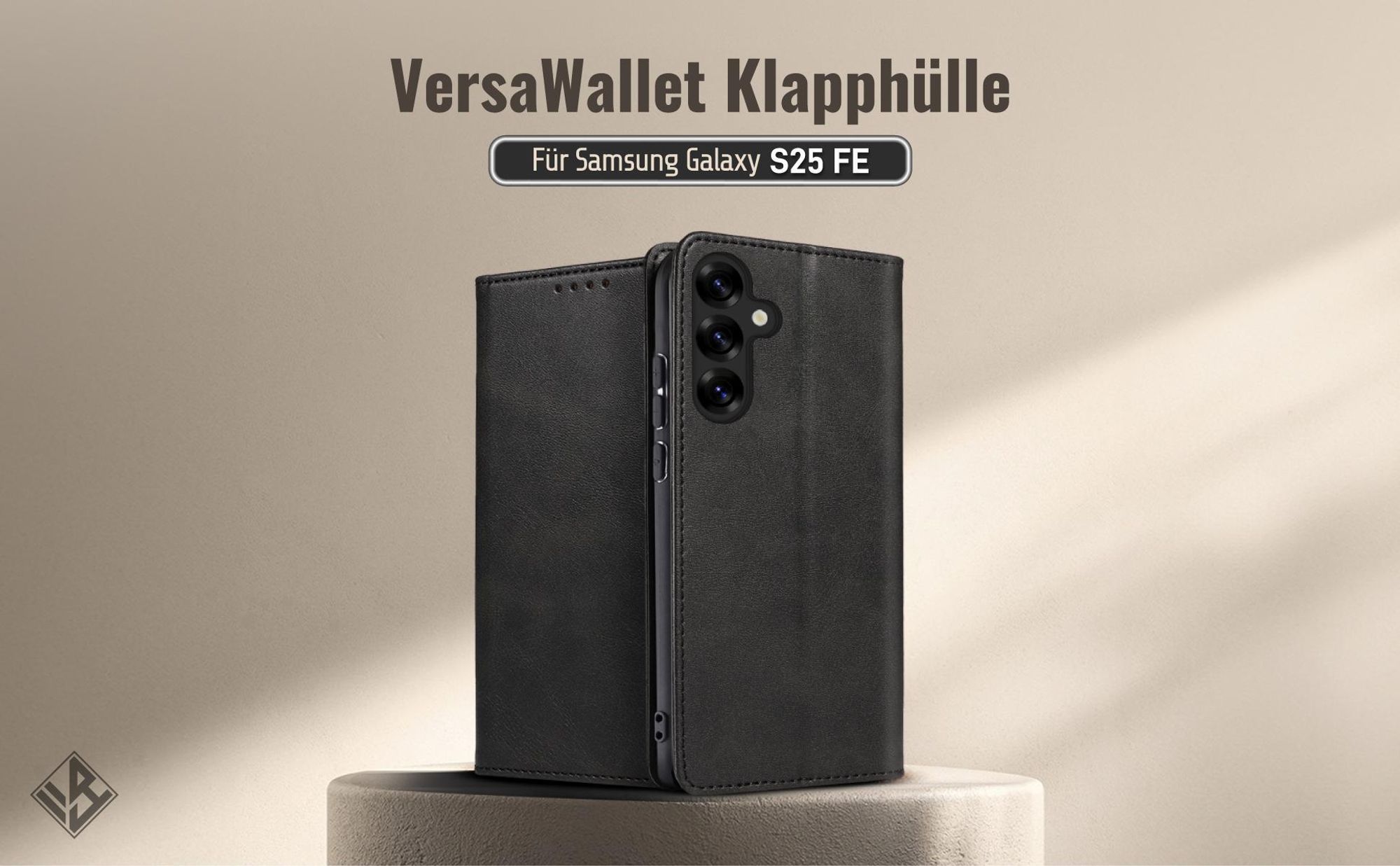 Schwarze Klapphülle für das Samsung Galaxy S25 FE mit Wallet-Funktion