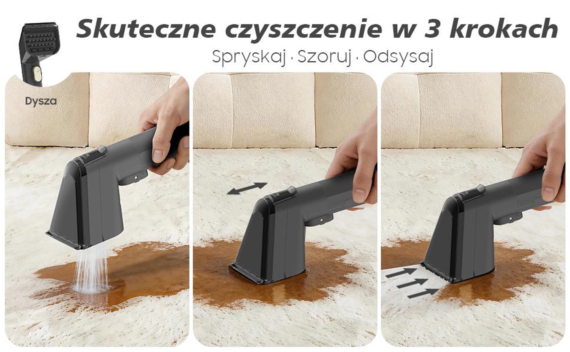 Odkurzacz do tapicerki i dywanów – 400W odkurzacz piorący z siłą ssania 13 kPa, przenośny, do sofy, dywanu i samochodu
