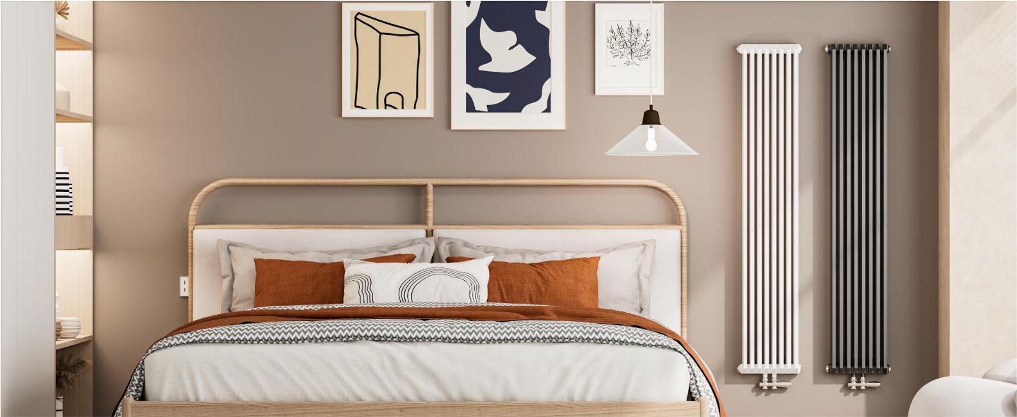 EMKE Design-Heizkörper D-Form 600x594mm 969W Red Dot Award Winner Weiß – Horizontal Montage, für 12,9 m², Bad & Wohnzimmer ohne Heizstab