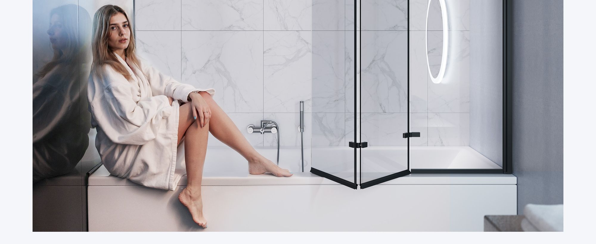 Heilmetz Duschabtrennung 120x140cm Dreifalten Faltwand für Badewanne Mattschwarz Rahmen Duschwand Badewannenaufsatz Duschabtrennungen mit 6mm NanoGlas