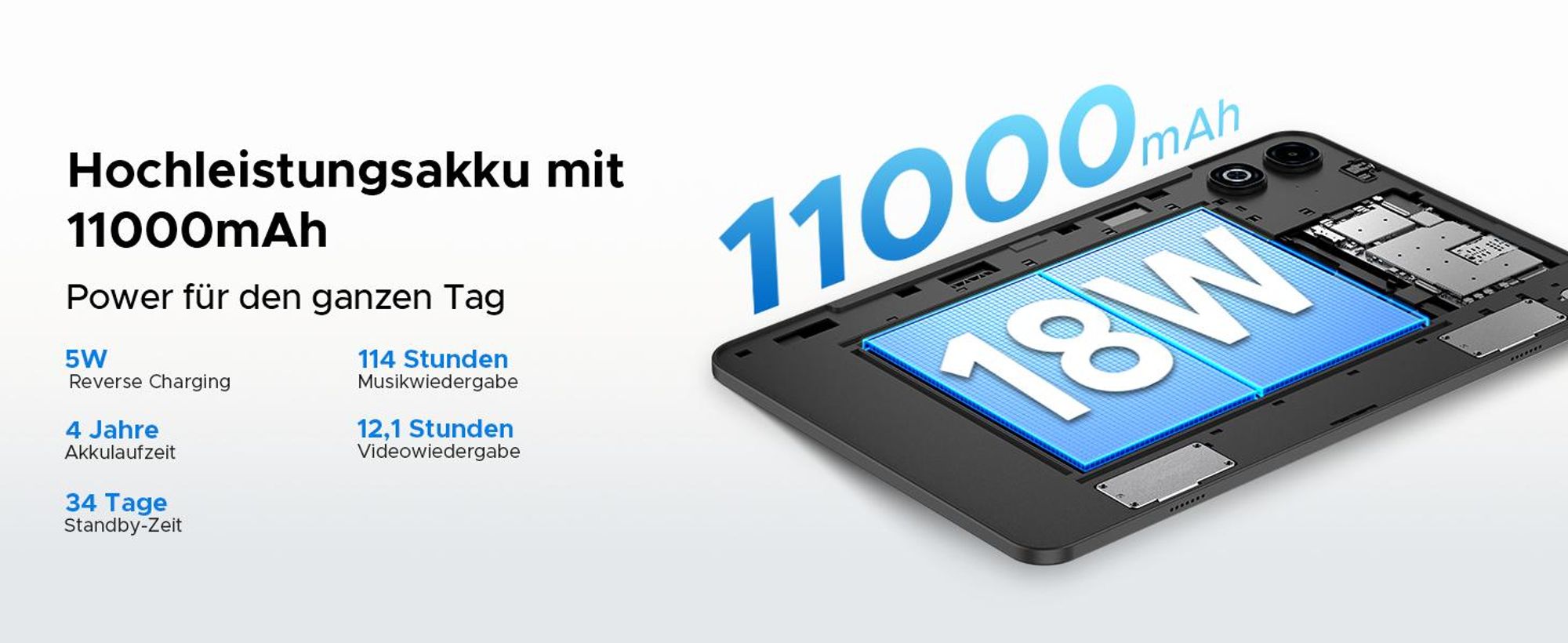 DOOGEE U13 Pro – Tablet, Android 16, 13,4 Zoll, 36 (6+30) GB + 256 GB, 120 Hz, 11.000 mAh/18 W, Gemini AI, Widevine L1, 8 MP + 13 MP Kamera