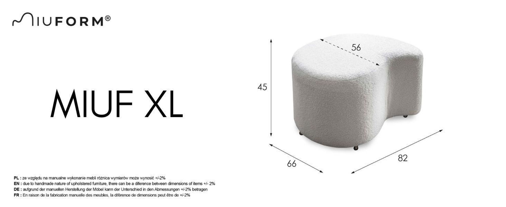 MIUFORM Miuf Pouf - Sitzpouf - 68x64cm - Salbei - Fußablage Hocker Sitzhocker