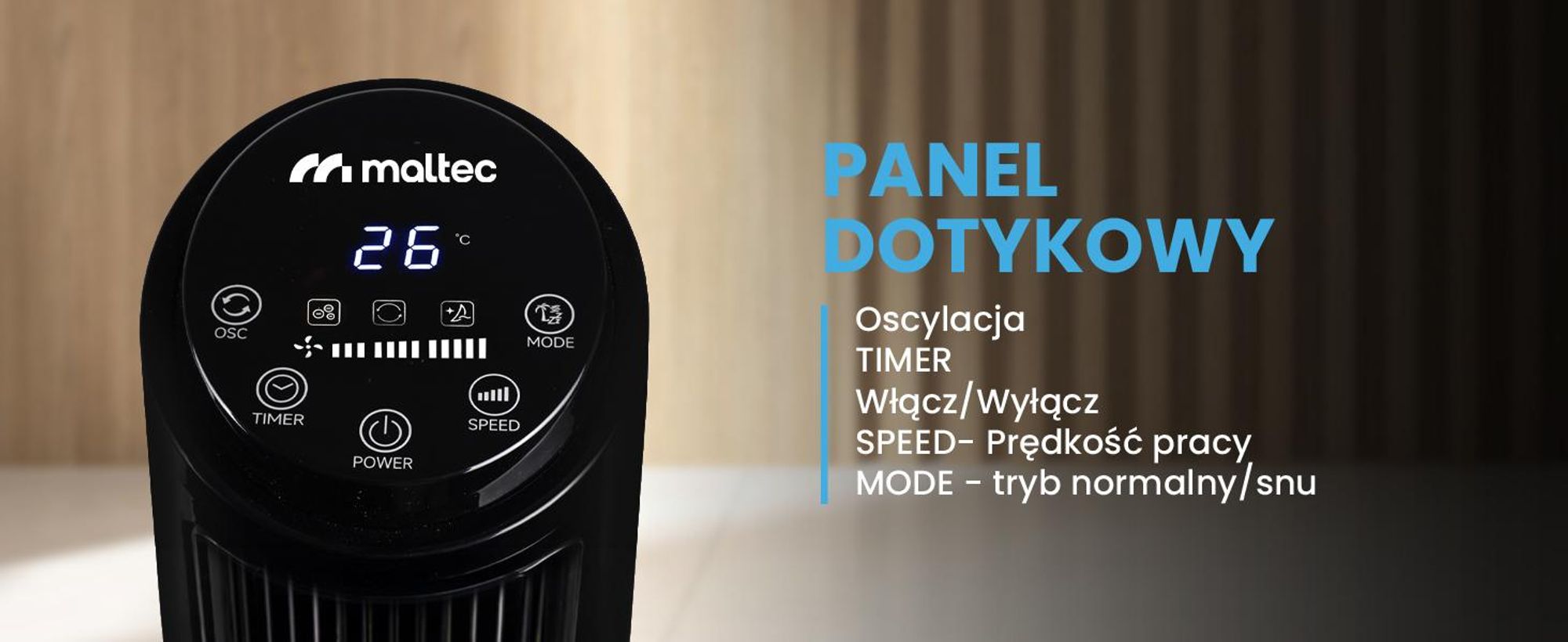 Wentylator kolumnowy z jonizacją ze zdalnym sterowaniem