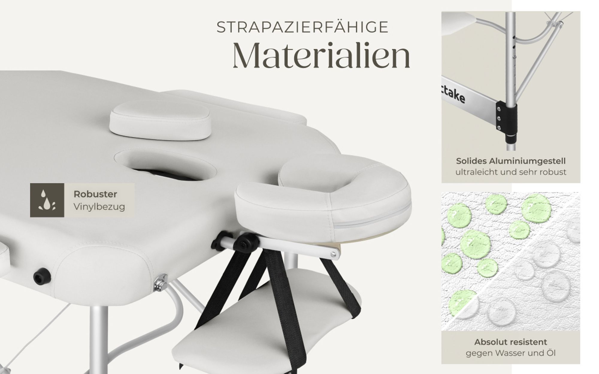 tectake® 3 Zonen Massageliege Phuket Breite 70 cm, Polsterung 5 cm 212 x 103 x 90 cm