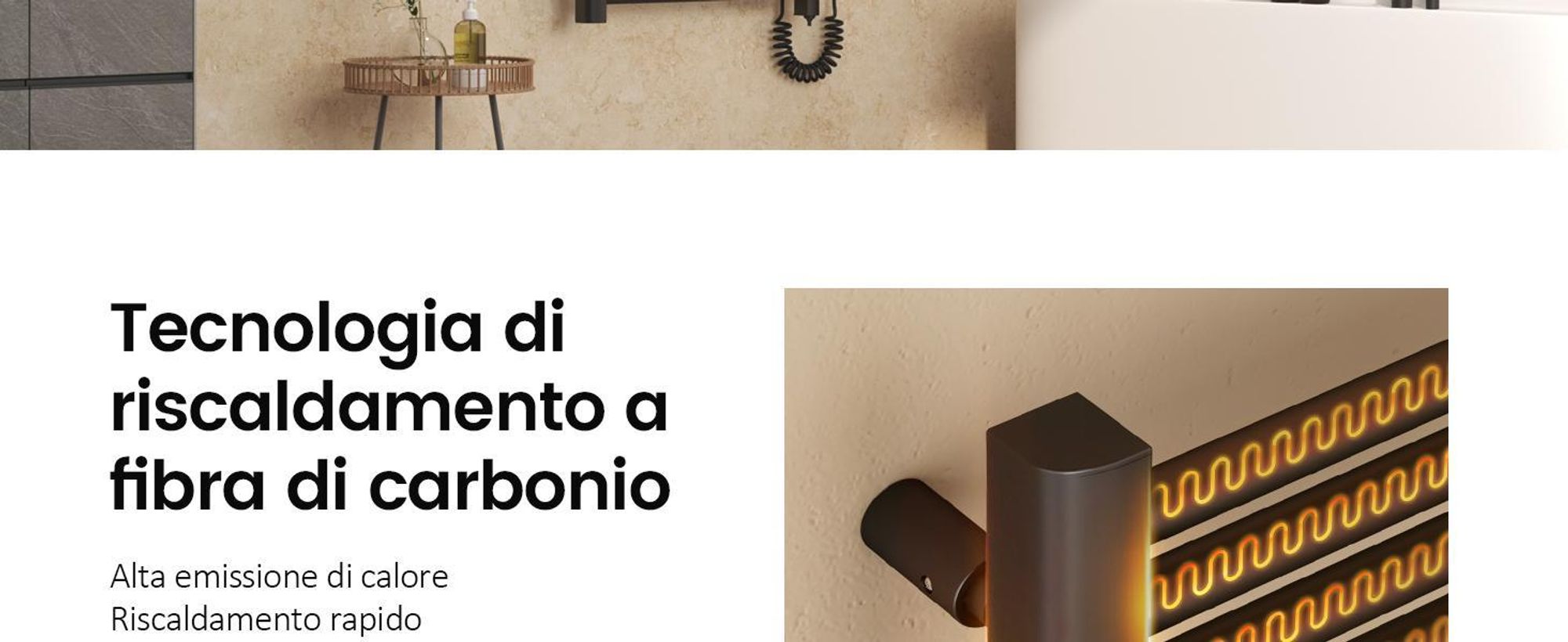 EMKE Scaldasalviette elettrico 1200x540 mm, 600W nero con timer touch e programma settimanale, termoarredo bagno