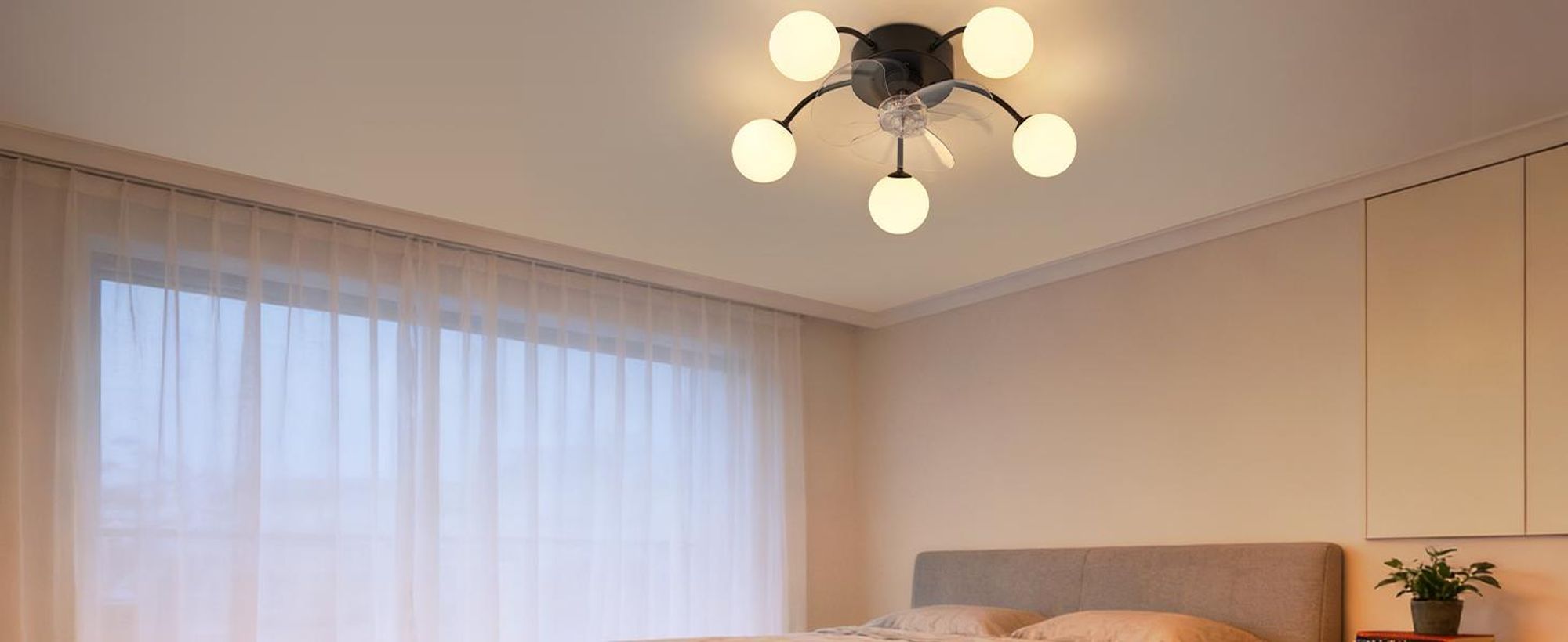 ZMH Deckenventilator Beleuchtung G9 Leise Deckenleuchte Ventilator Fernbedienung 6 Geschwindigkeiten Timer Lampe für Küche Esszimmer Schwarz