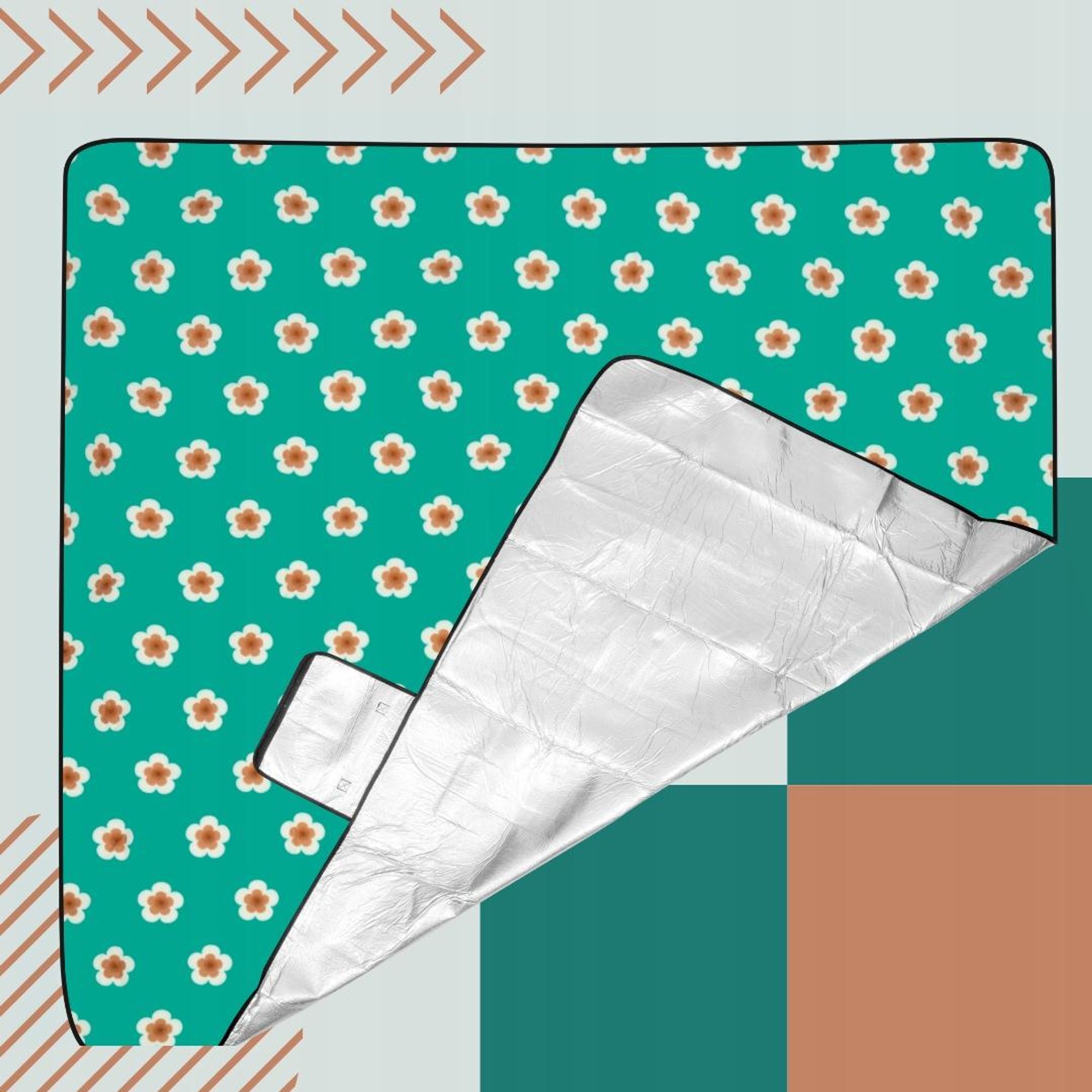 KRUMAD Picknickdecke XXL 200x200 cm Wasserdicht, 3-lagig Isoliert, Fleece Campingdecke Stranddecke Faltbar mit Tragegriff