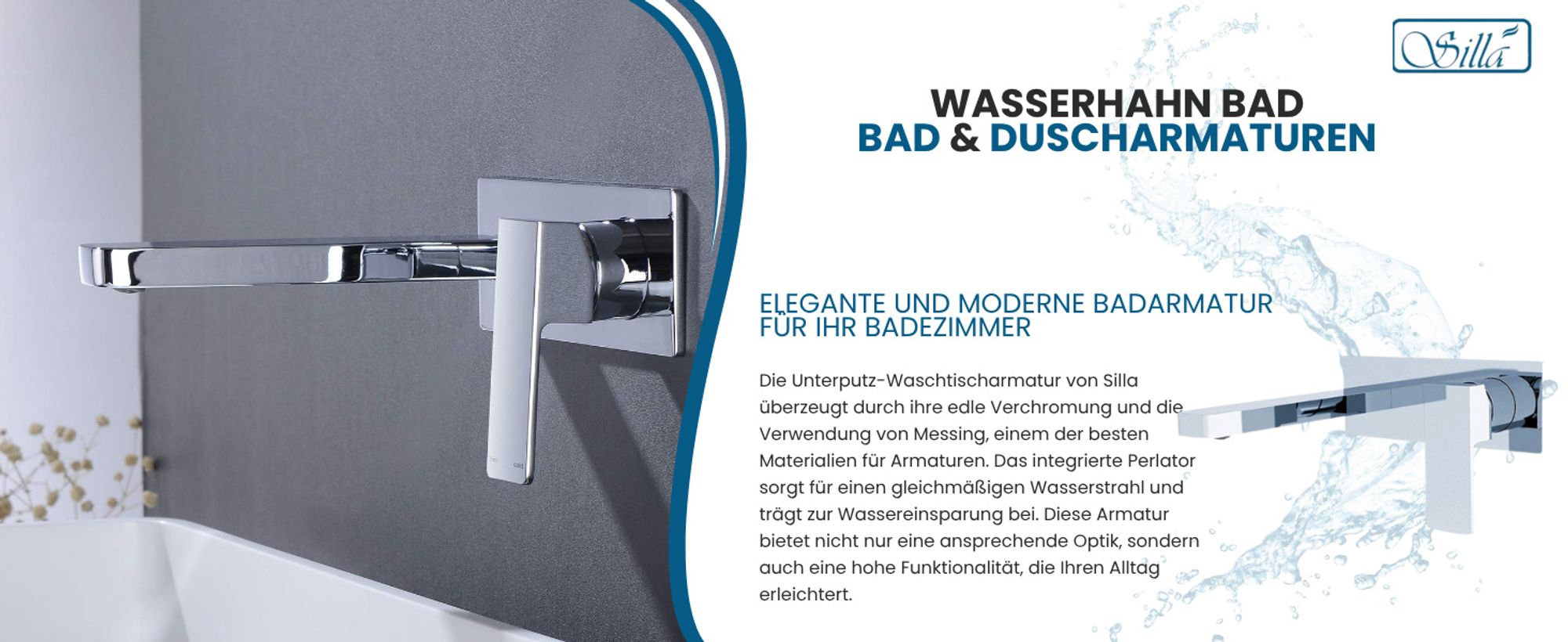 Silla, Chrom, Armatur, Bad, Spültischarmatur, Wasserhahn Bad, Wasserhahn, Messing