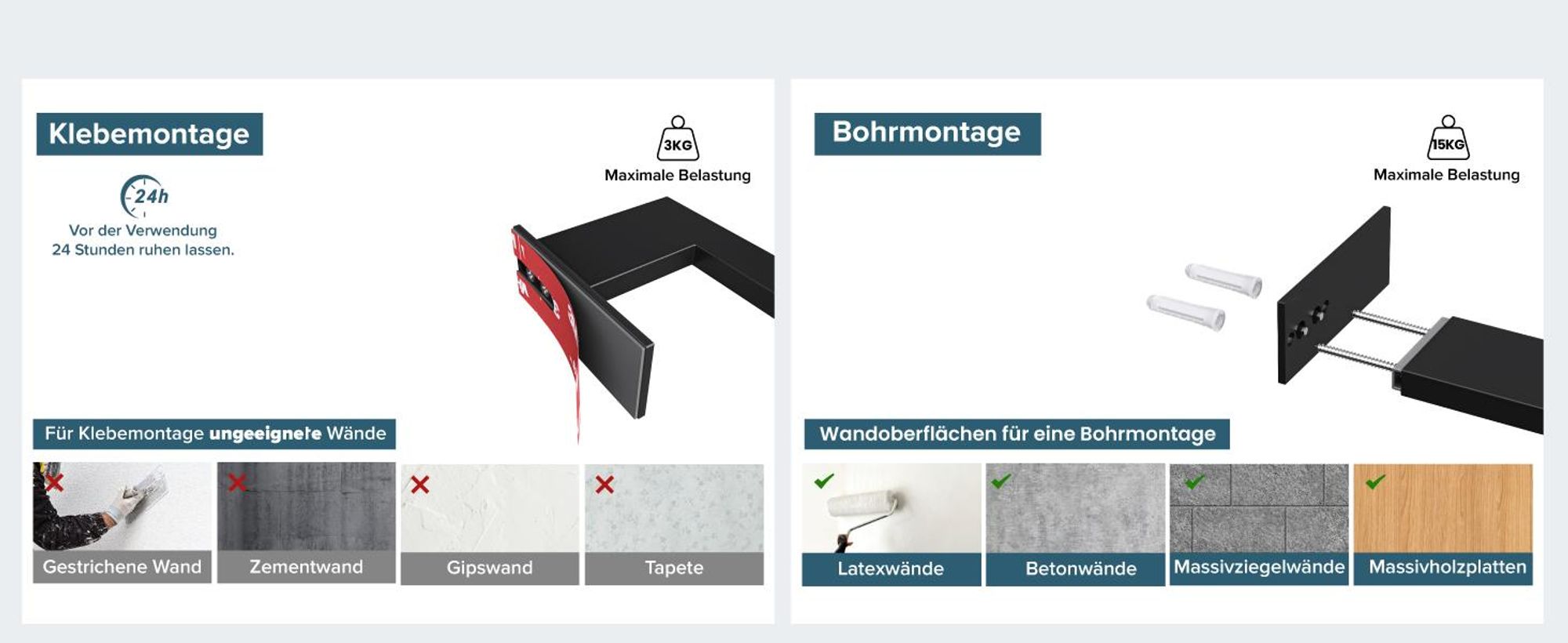 doporro Toilettenpapierhalter selbstklebend, Klopapierhalter aus Edelstahl ohne Bohren, Klorollenhalter für Badezimmer, Matt schwarz/Nickel gebürstet Lino-03