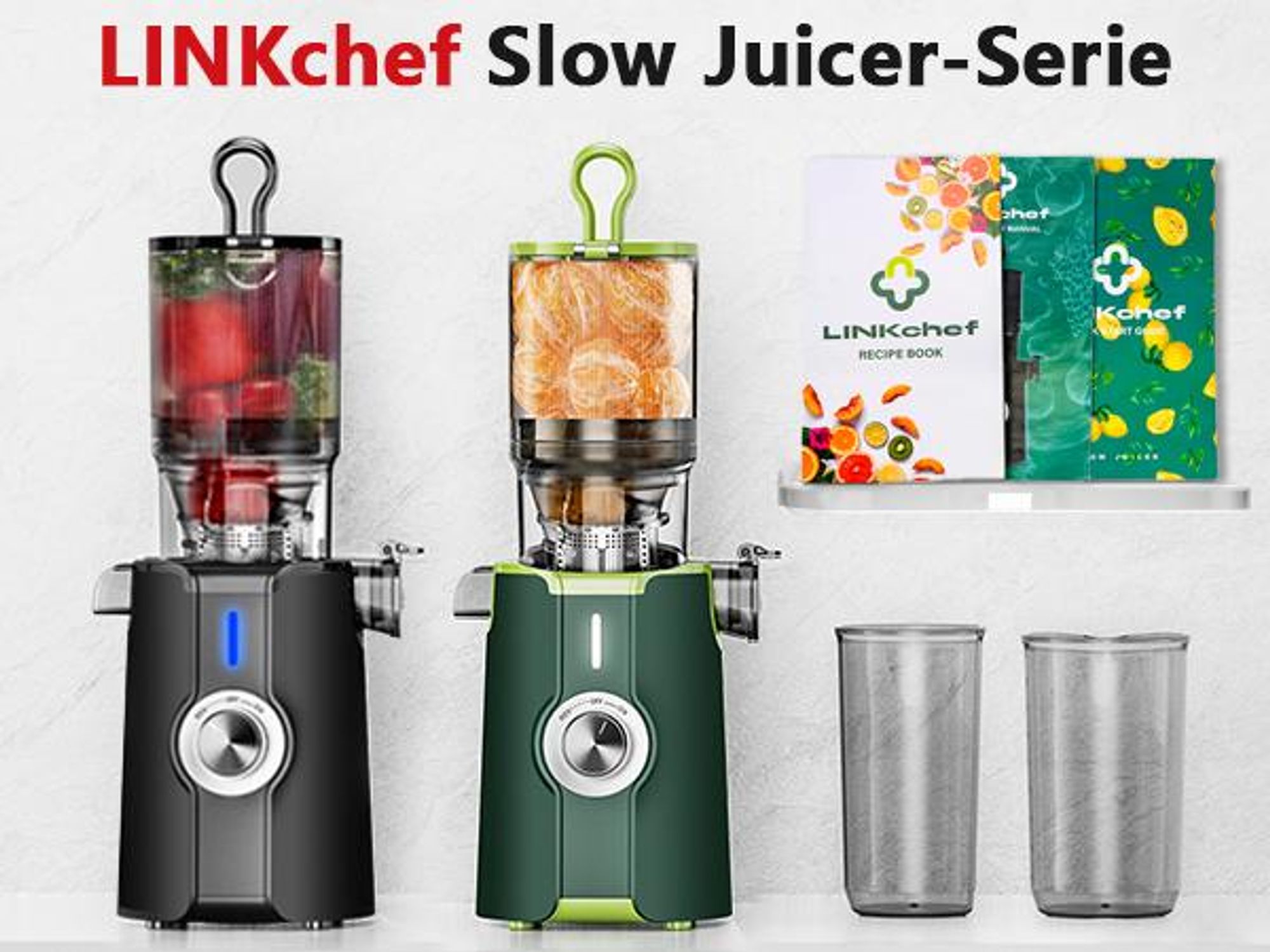LINKChef SJ-051-EU-BL Entsafter - CE 200W Leistung 1.2L Inklusive Saftpresse Leicht zu reinigen - Schwarz