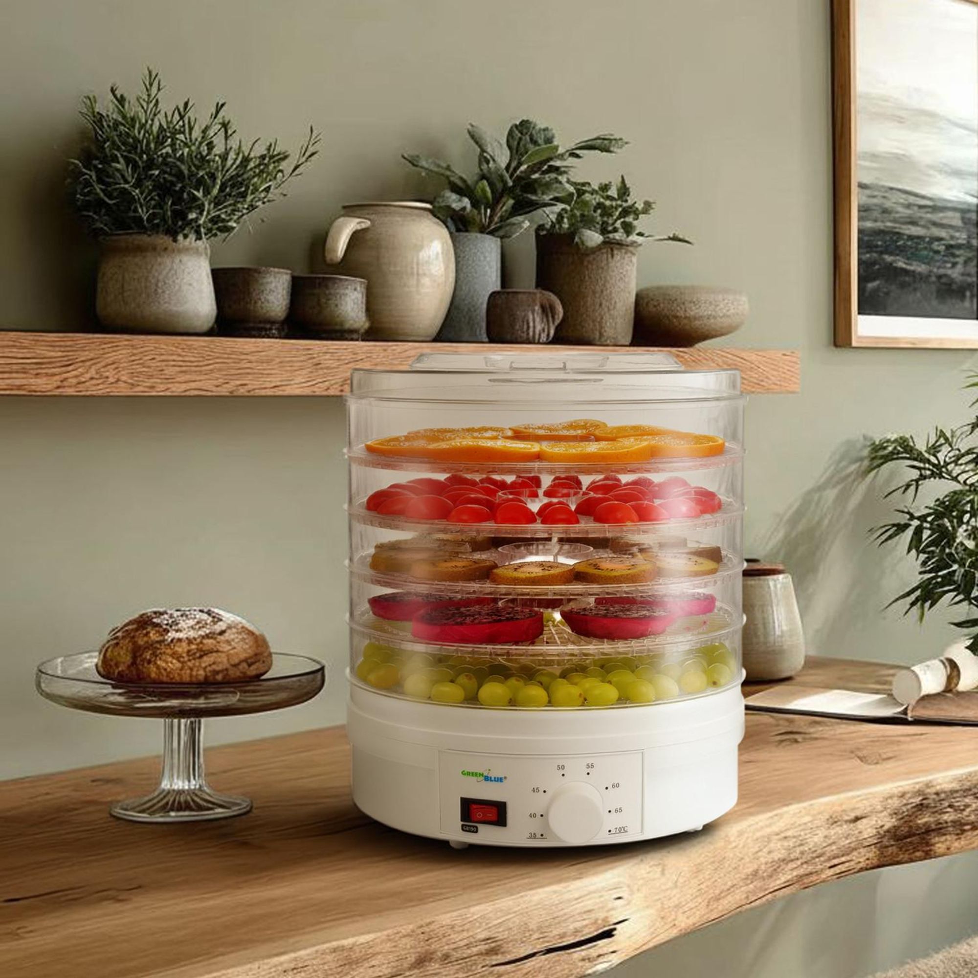 Dörrautomat Obst Pilze Dörrgerät Dörrer Trockner Obsttrockner Temperaturregler 350W 5 Siebe je 35mm