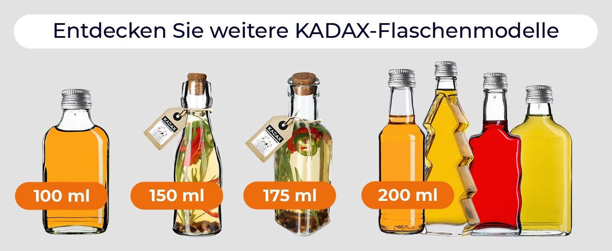 KADAX Glasflaschen in Tannenbaum Form, 200ml, 10 Stück, Weihnachtsflaschen mit Schraubverschluss, Likörflaschen für Weihnachten, leere Schnapsflaschen zum Befüllen (Gold)
