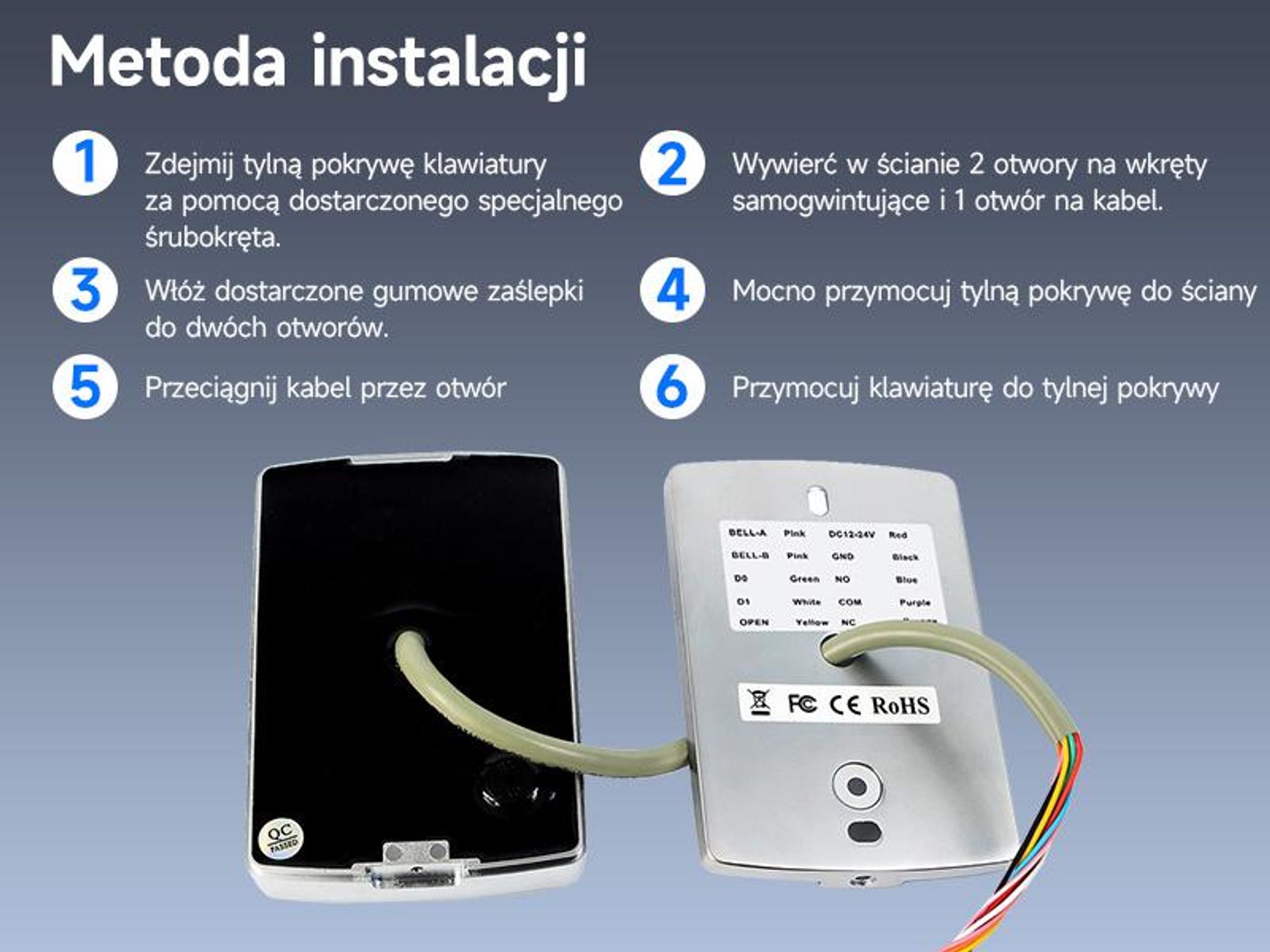 Retekess T-AC04 Inteligentna blokada drzwi IP68 System dostępu PIN 125KHz RFID Wodoodporny, podświetlany, antykradzieżowy, odpowiedni do sklepów mieszkalnych