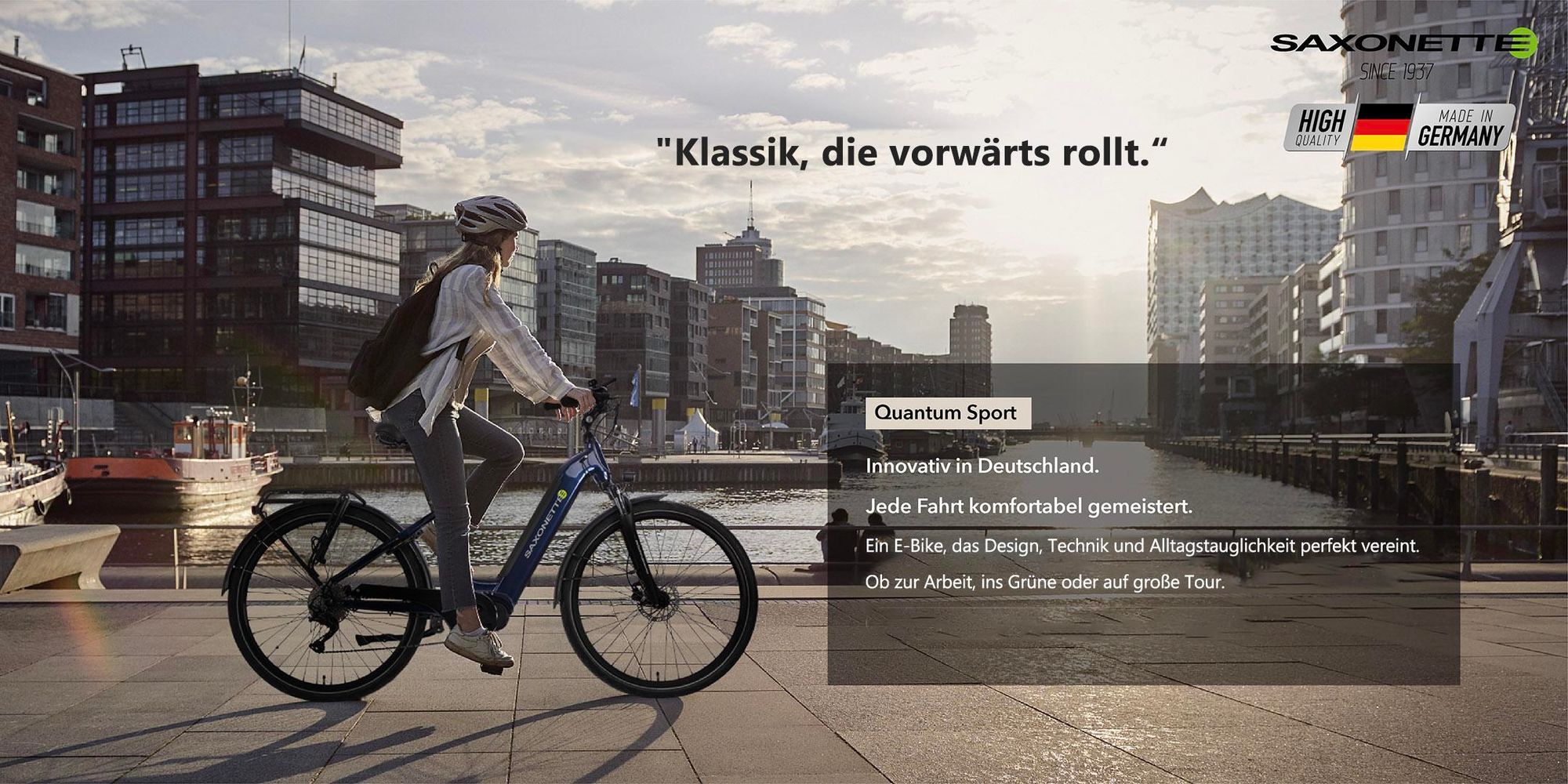 Saxonette E-Bike Mittelmotor mit 8 Gang Shimano Nabenschaltung StVZO Elektrofahrrad Pedelec Quantum Sport (Diamand) Rahmenhöhe 54 cm, Trekkingbike