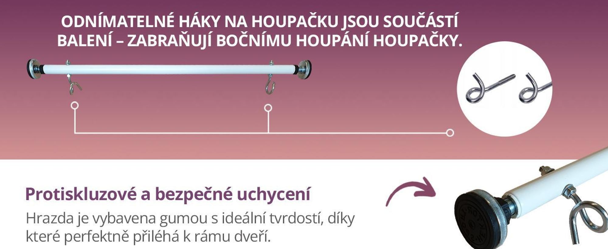 Create for you® – Hrazda s háčkem na dětskou houpačku – 80 cm