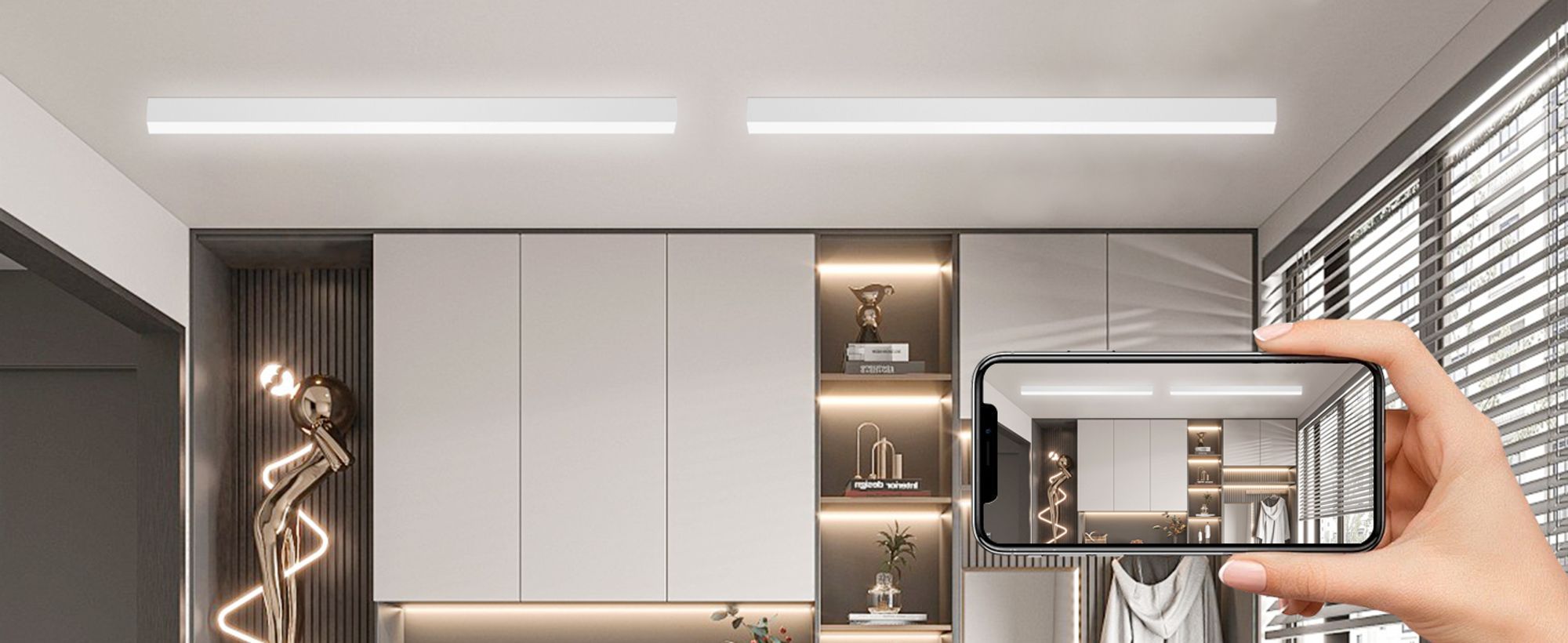 ZMH LED Deckenleuchte Wohnzimmer Deckenlampe 32W Modern Weiß Deckenbeleuchtung 107 CM Dimmbar mit Fernbedienung für Schlafzimmer Küche Büro Esszimmer