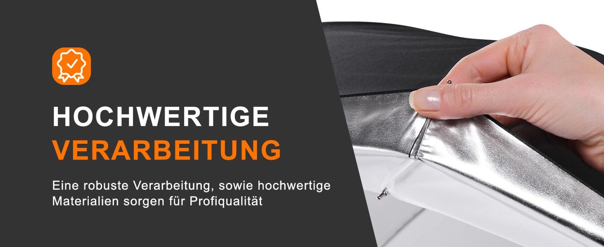 Walimex pro 2in1 Reflex- und Durchlichtschirm weiß, Fotoschirm 109 cm Durchmesser, robuster Reflexschirm mit Stange und Spitze aus Metall, Lichtformer für weiche Lichtcharakteristik