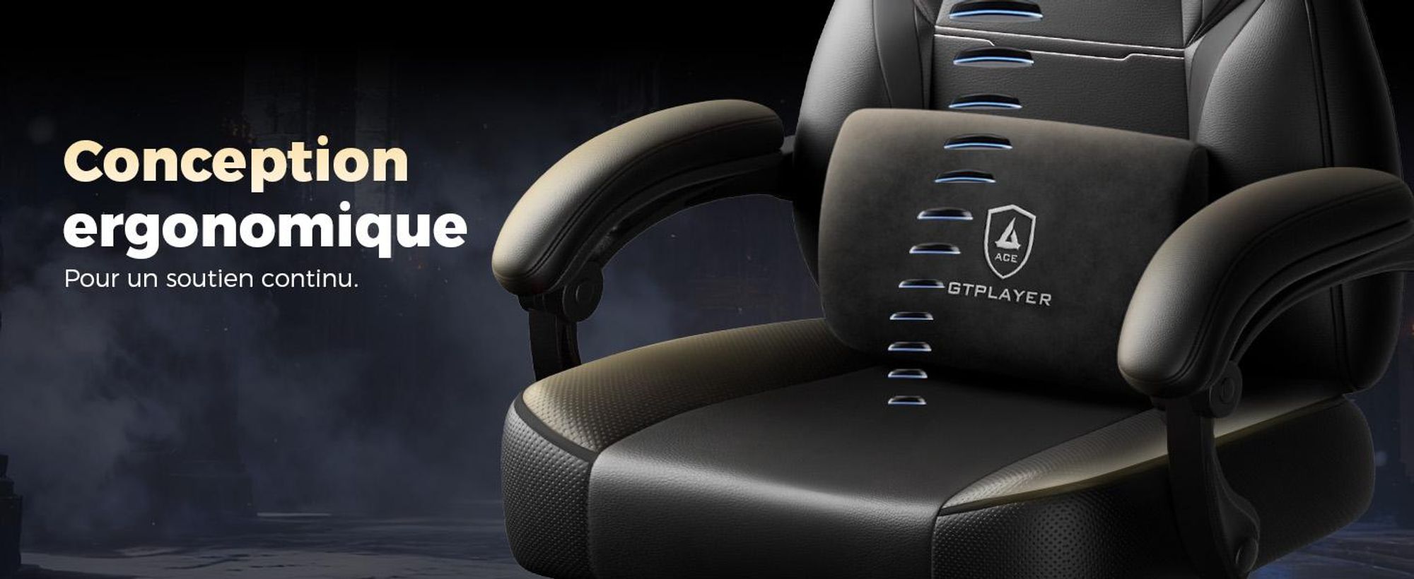 GTPLAYER : fauteuil gaming, fauteuil pour gamers, avec repose-pieds, coussin lombaire, appui-tête, réglable en hauteur, accoudoirs réglables et repose-pieds