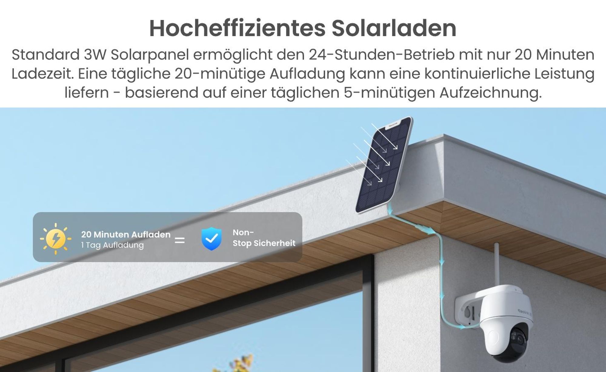 Reolink Argus PT Ultra + Solarpanel, 4K 8MP Akku Überwachungskamera Aussen, 2,4/5GHz WiFi, Pan & Tilt, Farbnachtsicht, Smarte Erkennung, 2-Wege-Audio