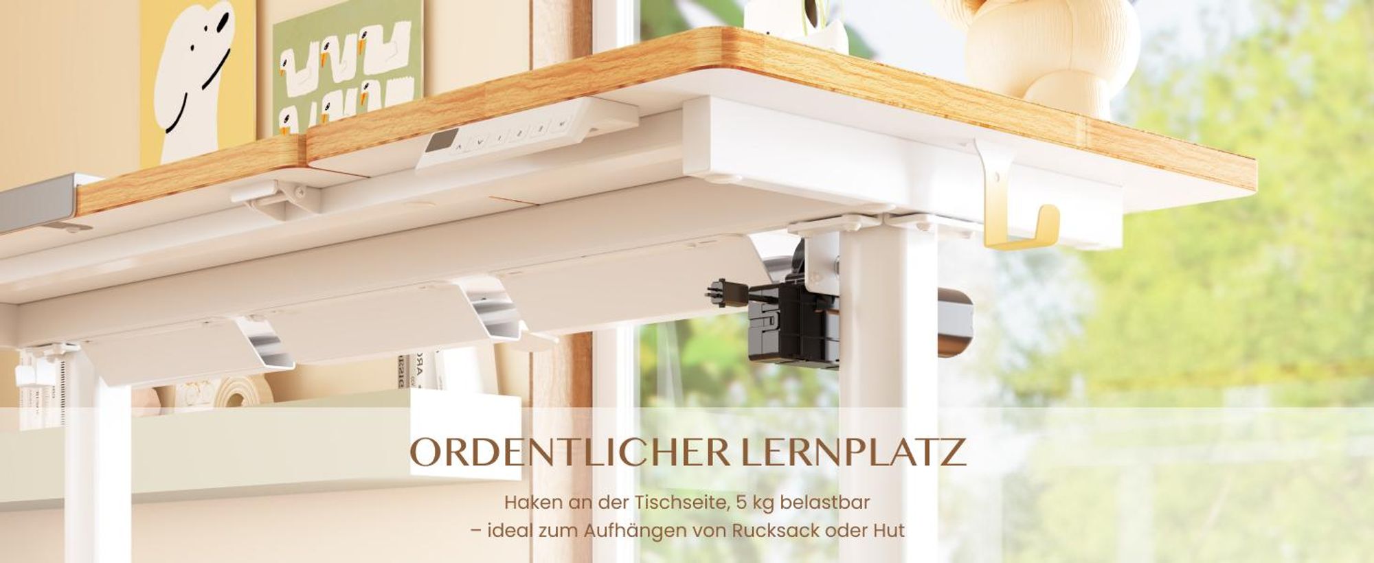 FLEXISPOT Kinderschreibtisch, Elektrisch höhenverstellbar mit neigbarer Tischplatte, LED-Höhenanzeige, 3 Speicherplätzen & Kindersicherung, 110×52 cm
