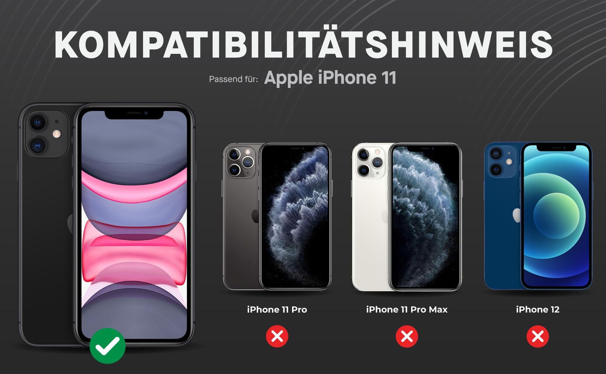 Kompatibilitätshinweise Displayglas für Apple iPhone 11