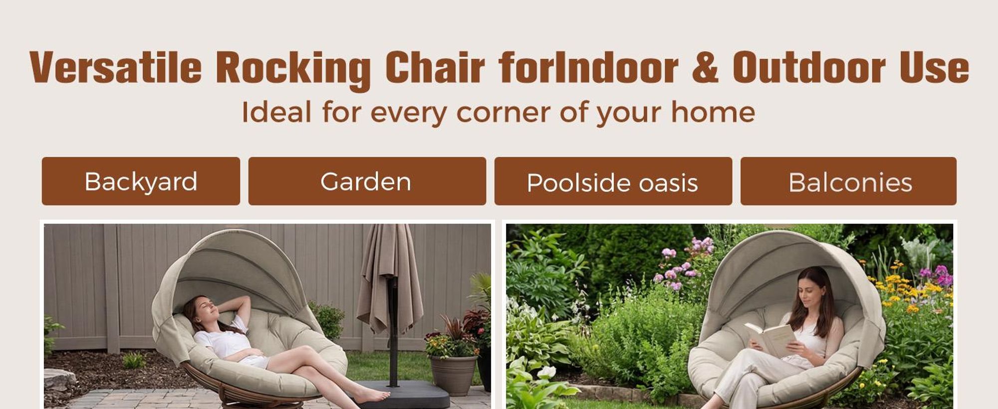 COMHOMA Fauteuil Papa, fauteuil pivotant confortable avec coussin rond, fauteuil en rotin confortable, fauteuil lounge pivotant, fauteuil relax rond en rotin, MARRON