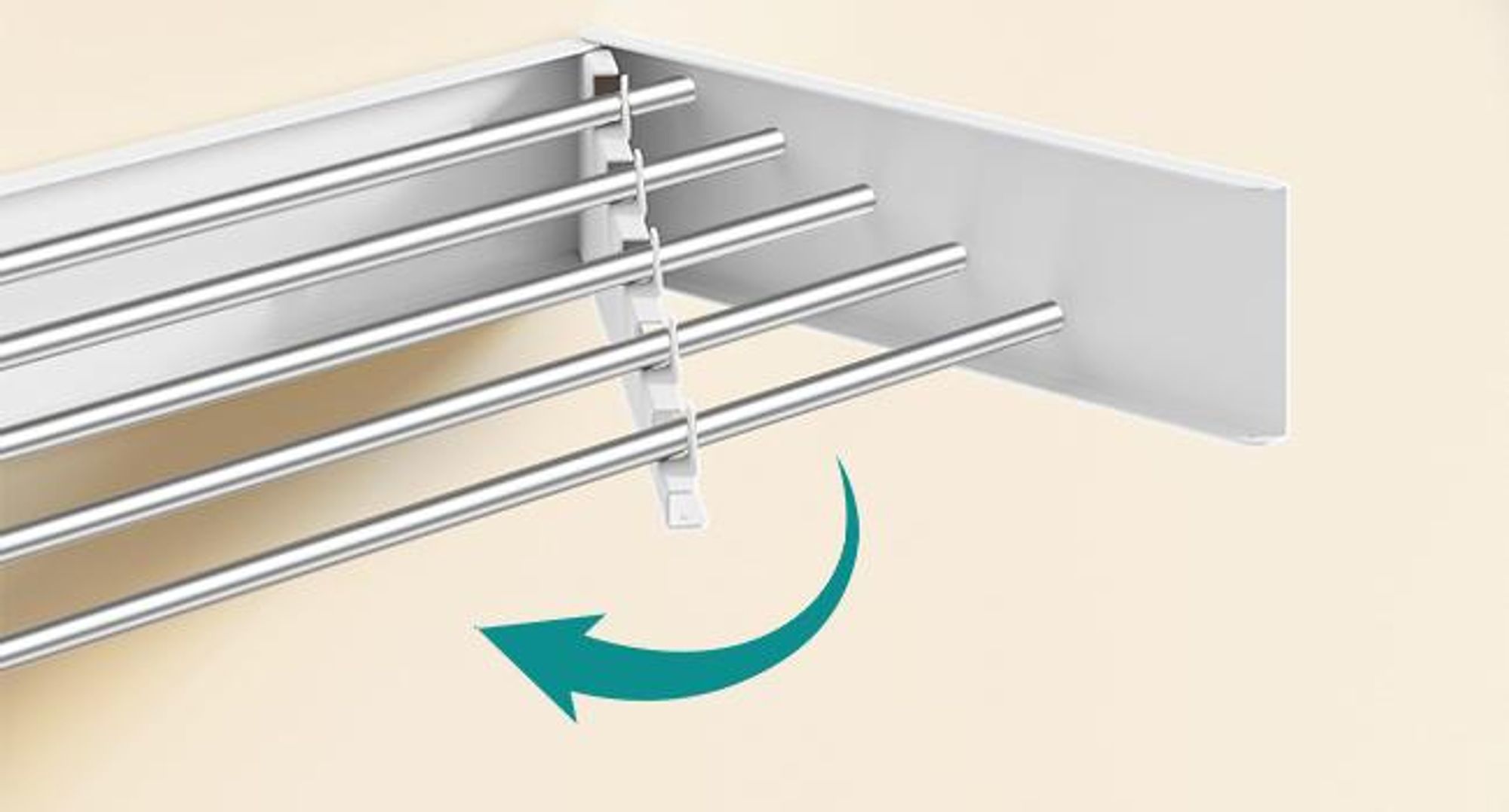 SONGMICS Wandtrockner ausziehbar, klappbarer Wäschetrockner mit 5 Stangen, platzsparend für innen und außen, 80 cm, weiß