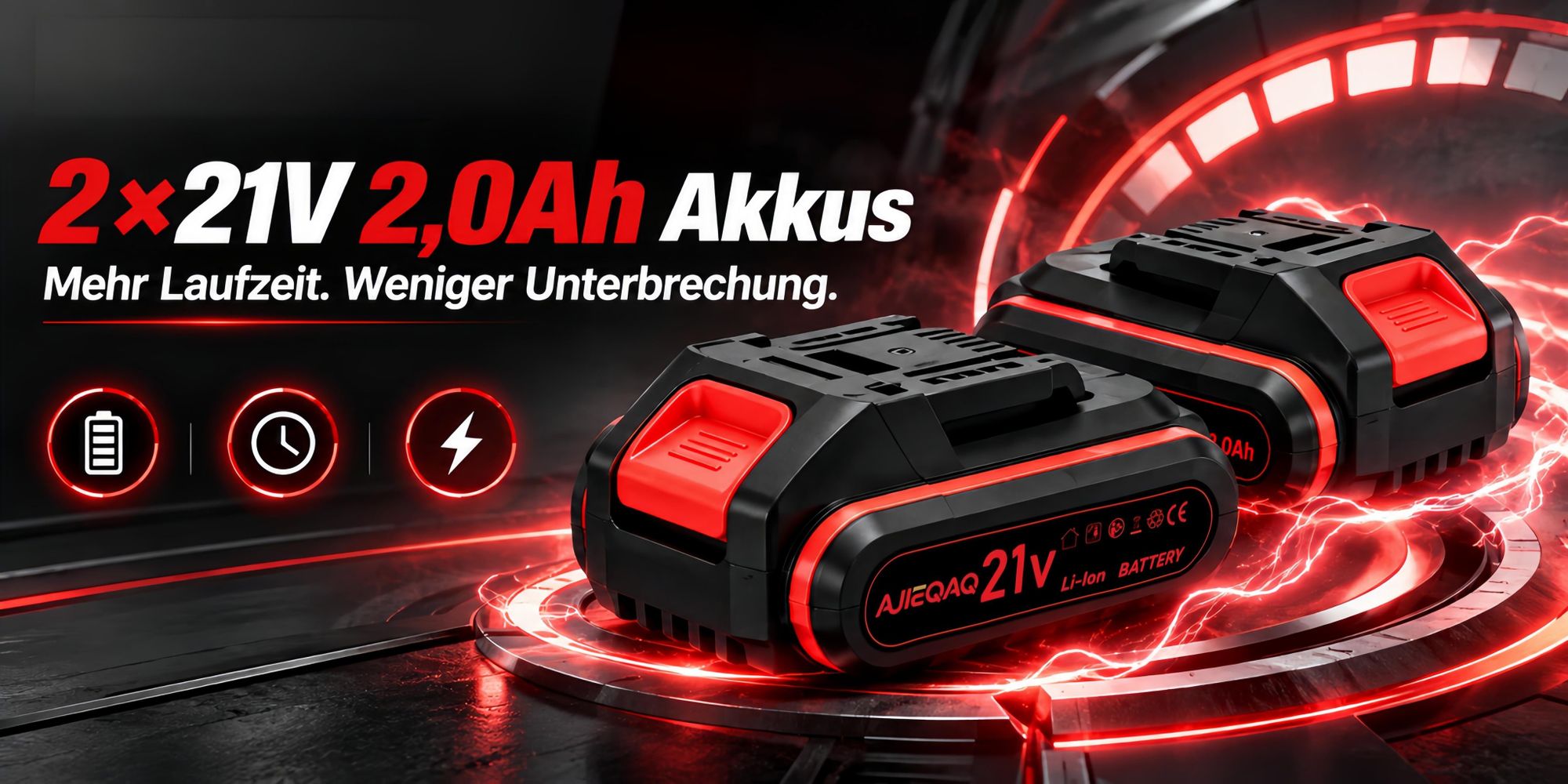 Akkuschrauber 21V Set, 3-in-1 Akku-Schlagbohrschrauber mit 2×2.0Ah Akkus, 45Nm, LED Arbeitslicht, Zubehör & Koffer