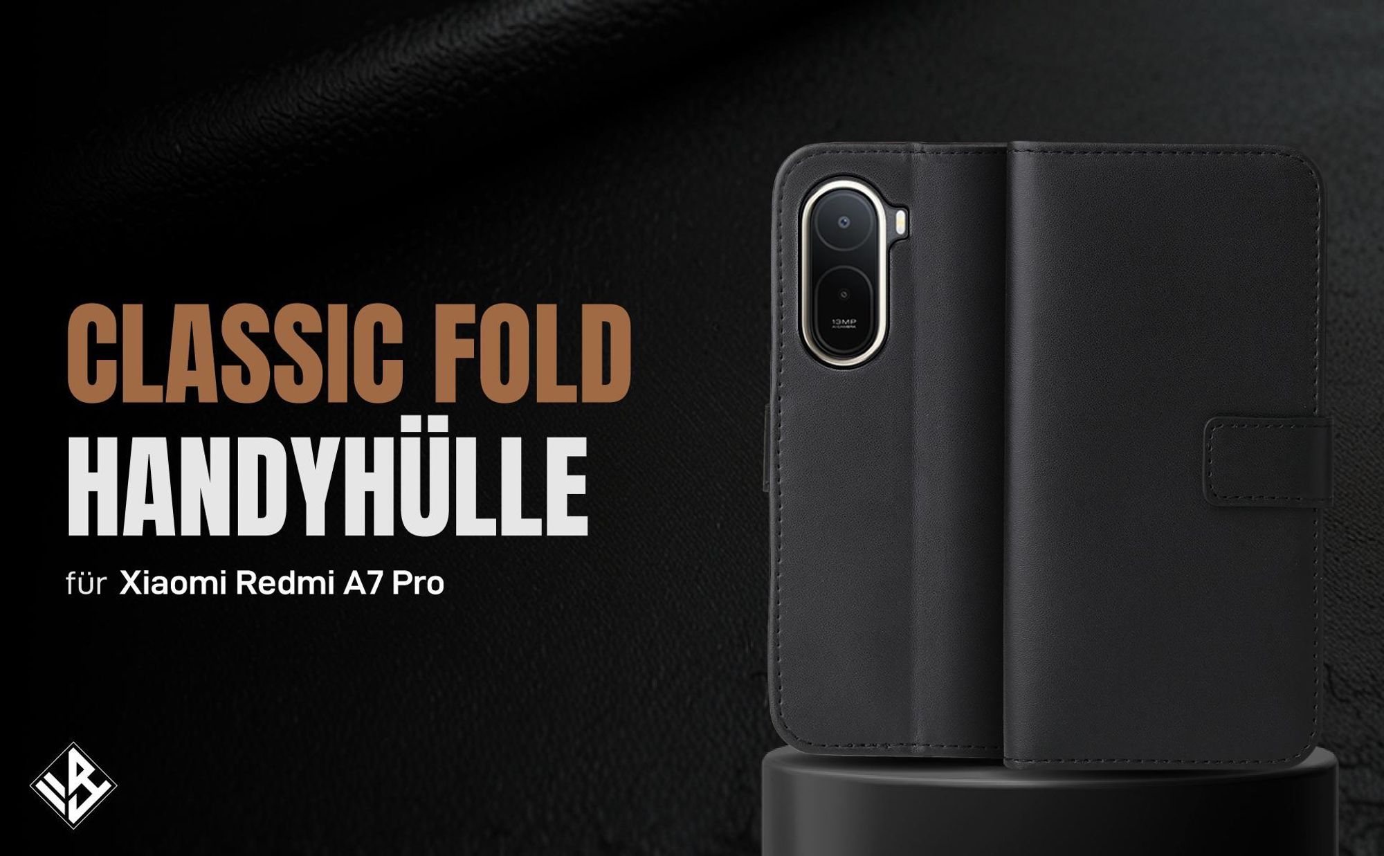 Schwarze Klapphülle für Xiaomi Redmi A7 Pro mit Wallet-Funktion
